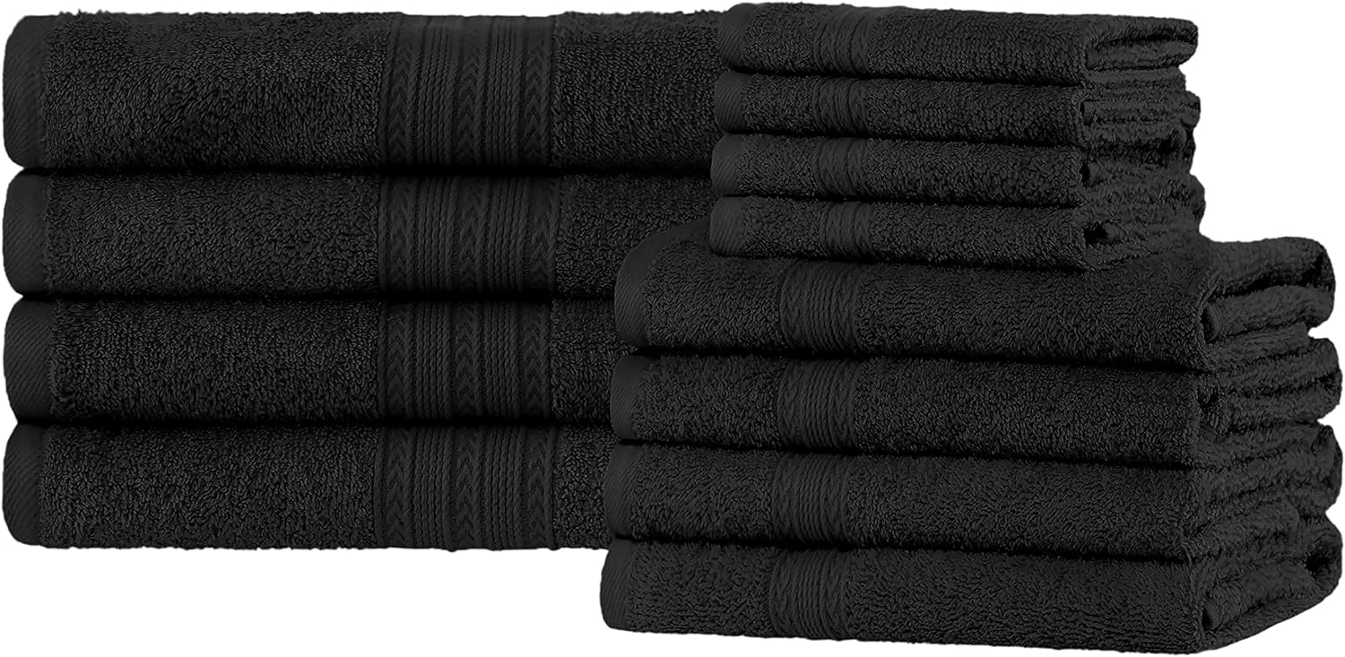 Premium 12-Piece Organic Cotton Towel Set | Soft, Eco-Friendly & Absorbent Bath Towels for Spa, Gym & Home Use