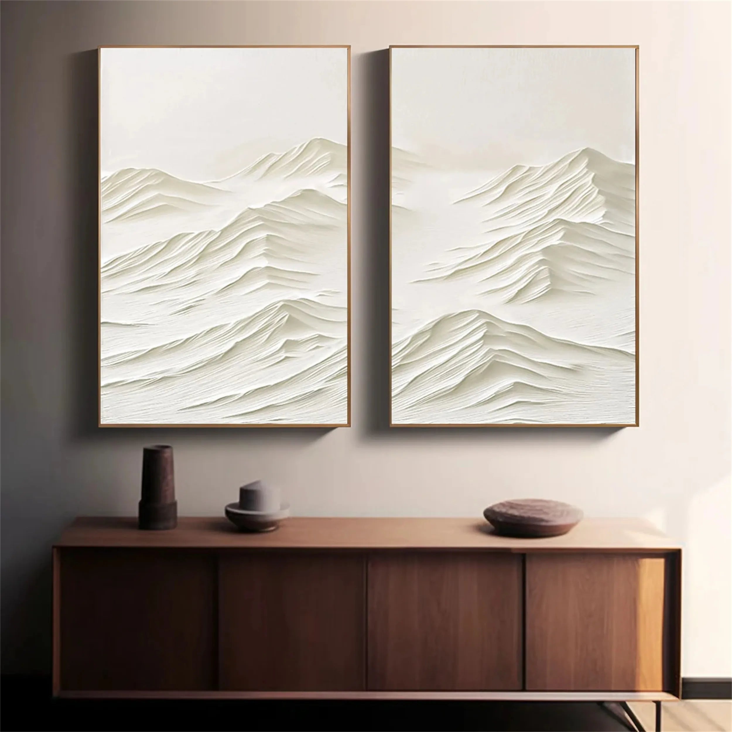 Minimalist Textured Plaster Art Painting Set of 2 - Modern Abstract Wall Decor for Living Room, Bedroom & Office #MM254
