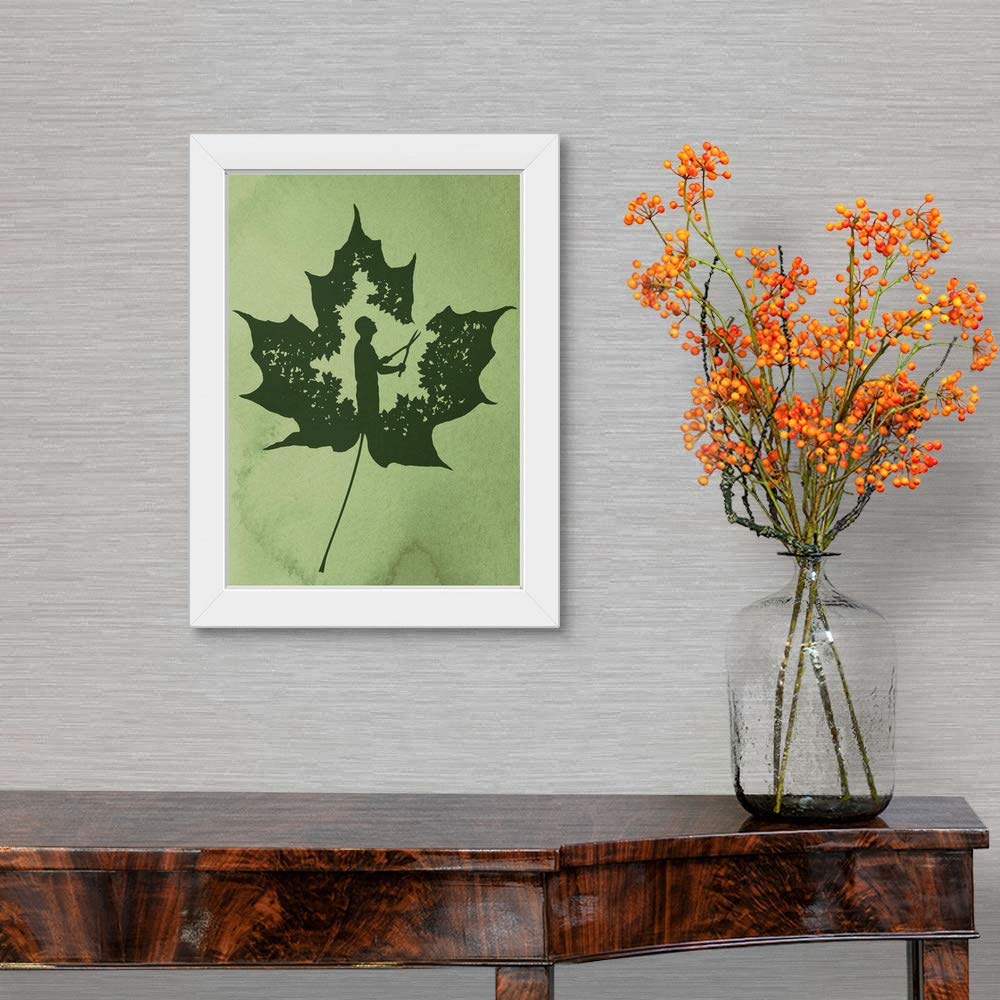 White Framed Botanical Leaf Art Print - Elegant Nature Wall Decor for Living Room, Bedroom & Office | Modern Home & Office Artwork