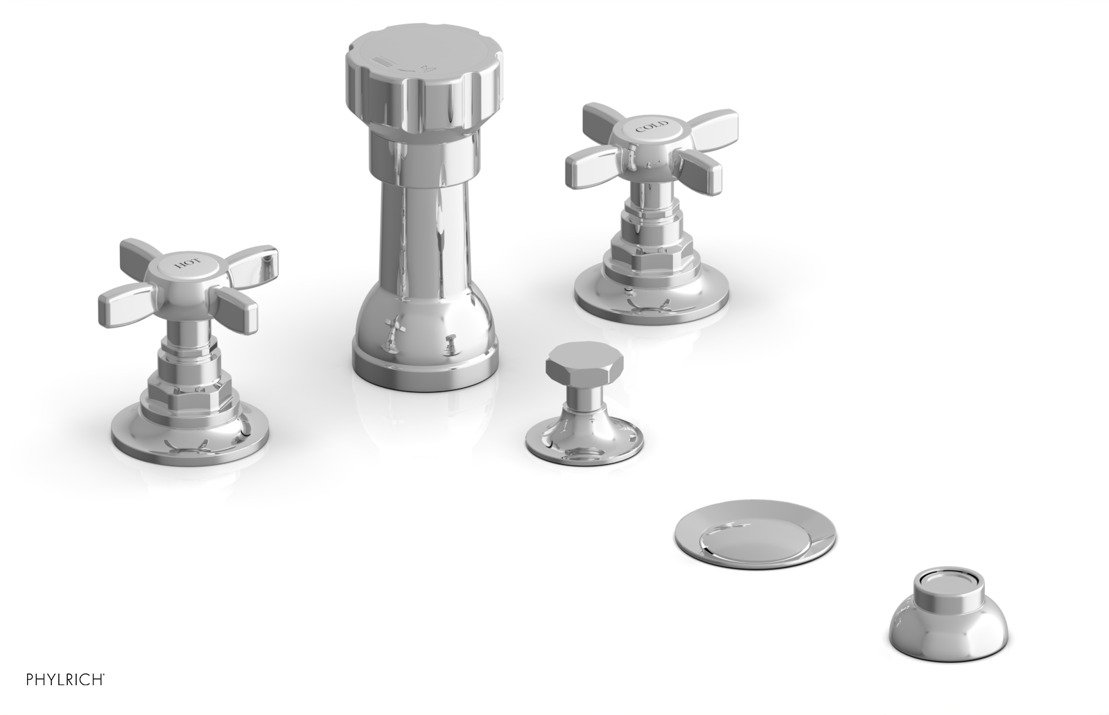 Jamestown 4-Hole Bidet Faucet Set with Cross Handles - 165 60 Series - Perfect for Modern Bathroom Renovations & Hygienic Cleaning