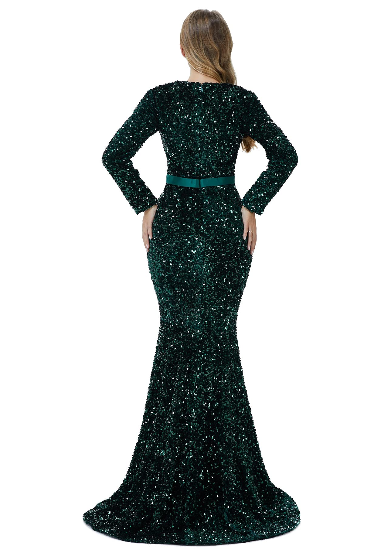 Elegant Datangep Women's Sequin Mermaid Evening Dress with Long Sleeves - Formal Party, Prom, Bridesmaid Gown for Special Occasions | Perfect for Weddings, Galas & Black Tie Events