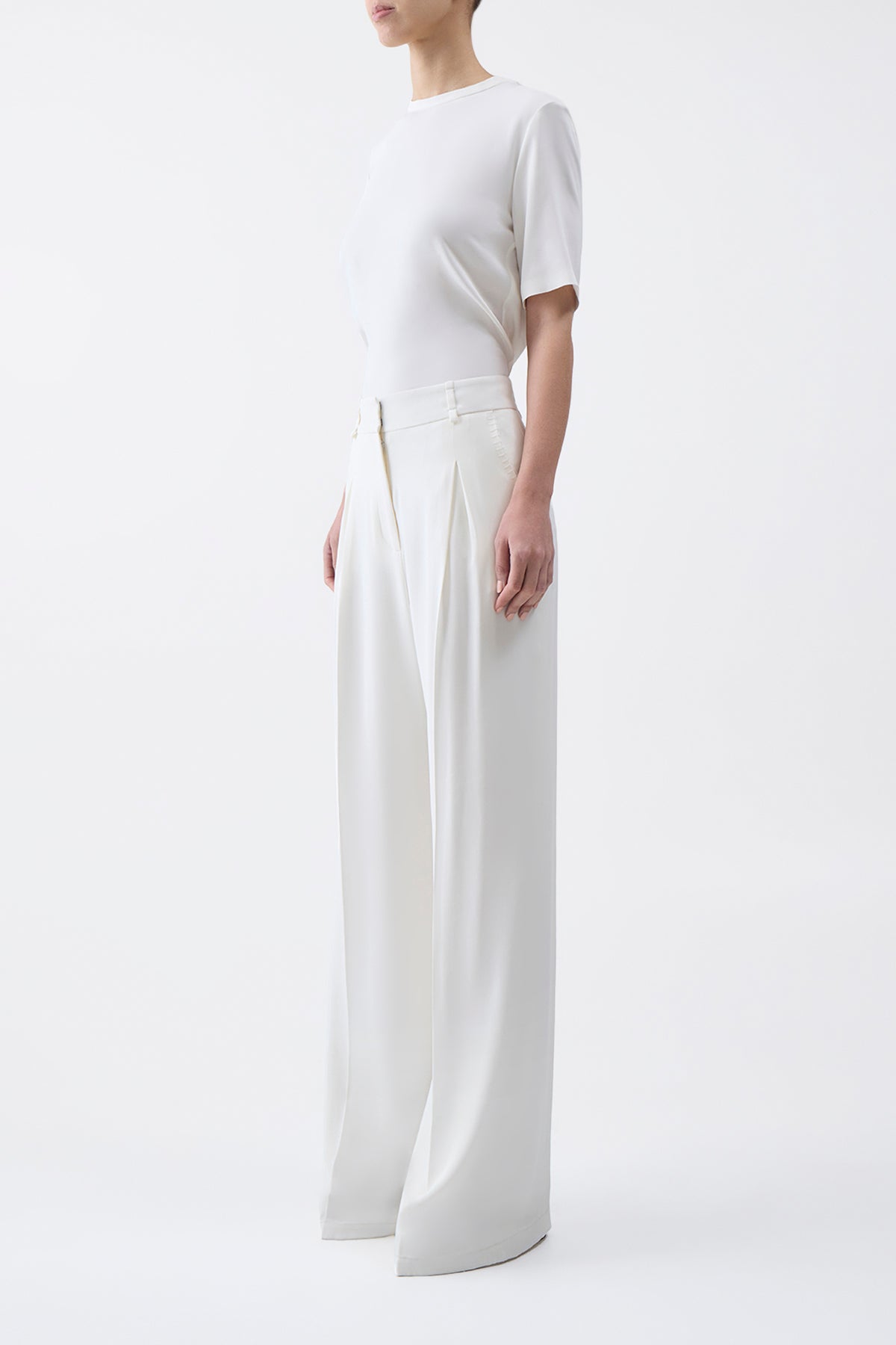 Maura Ivory Silk Crepe Pants for Women - Elegant & Comfortable Lounge Pants for Home, Office & Special Occasions