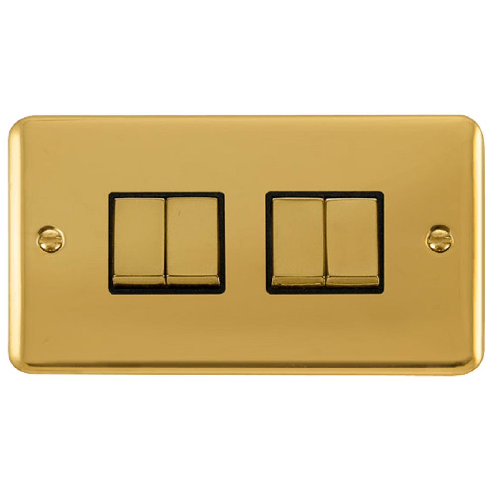 Click Deco Plus Polished Brass 4G Light Switch DPBR414BK - Premium Electrical Wall Plate for Home & Office Decor