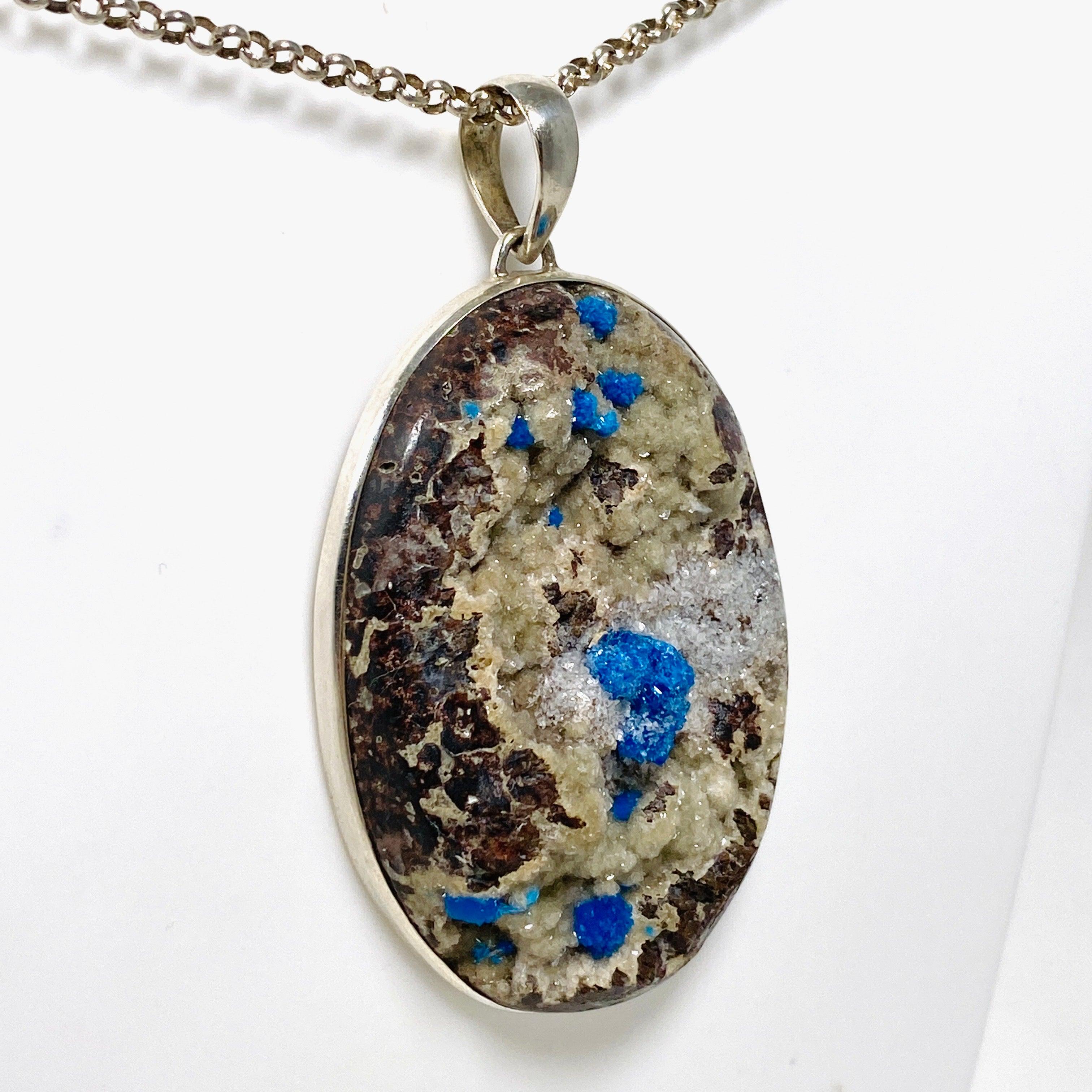 Natural Cavansite Raw Oval Pendant - Unique Blue-Green Gemstone Jewelry for Women - Perfect for Boho, Hippie & Spiritual Fashion (PPGJ594)