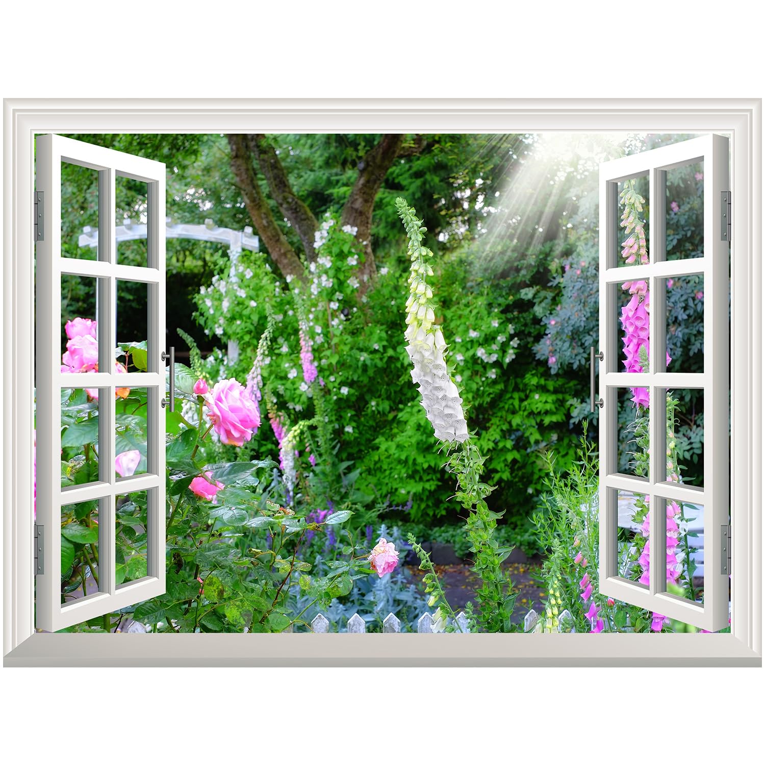 Wall26 Removable Wall Sticker & Mural - Wild Flowers in Spring | Creative Window View Wall Decor - 24x32 Inches | Perfect for Living Room, Bedroom & Nursery Decor