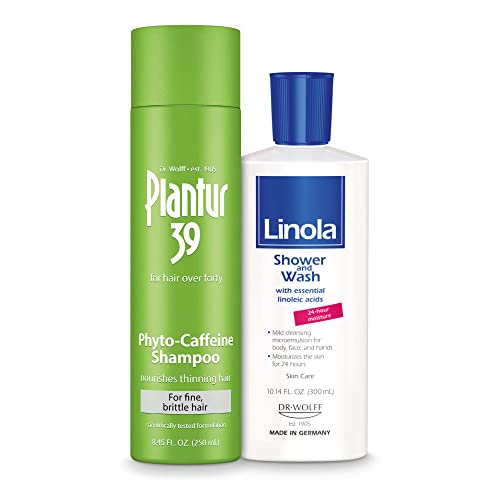 Plantur 39 Phyto-Caffeine Shampoo for Thinning Hair - Linola Shower & Wash - Volumizing & Nourishing Hair Care for Women - Perfect for Daily Use & Scalp Health