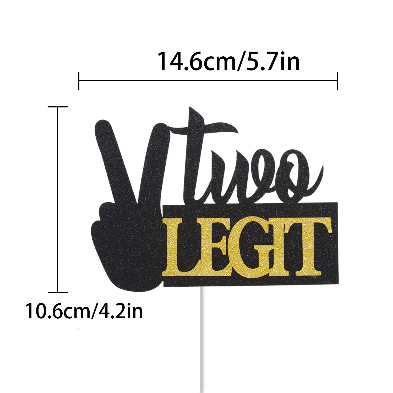 Two Legit Cake Topper - Glitter 2nd Birthday Decorations for Kids Party, Baby Shower & 2 Years Old Celebration | Perfect for Birthday Cakes, Cupcakes and Dessert Table Displays
