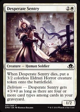 Magic: the Gathering - Desperate Sentry (021/205) - Eldritch Moon - Foil Trading Card | Collectible MTG Card Game for Deck Building & Strategy Battles
