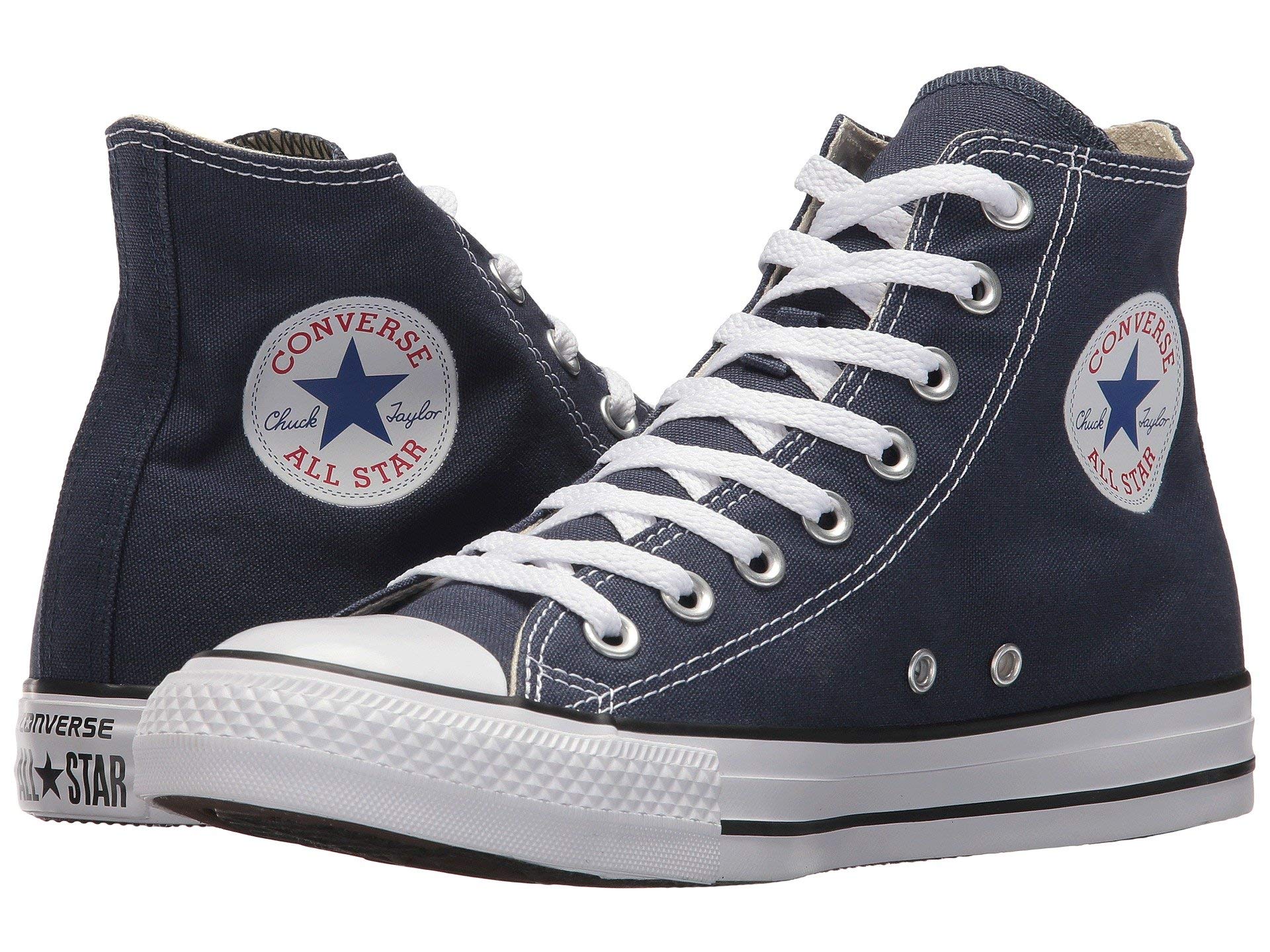 Converse Chuck Taylor All Star High Top Sneakers for Men & Women - Navy Blue & White Classic Canvas Shoes for Casual Wear, Street Style & Everyday Fashion