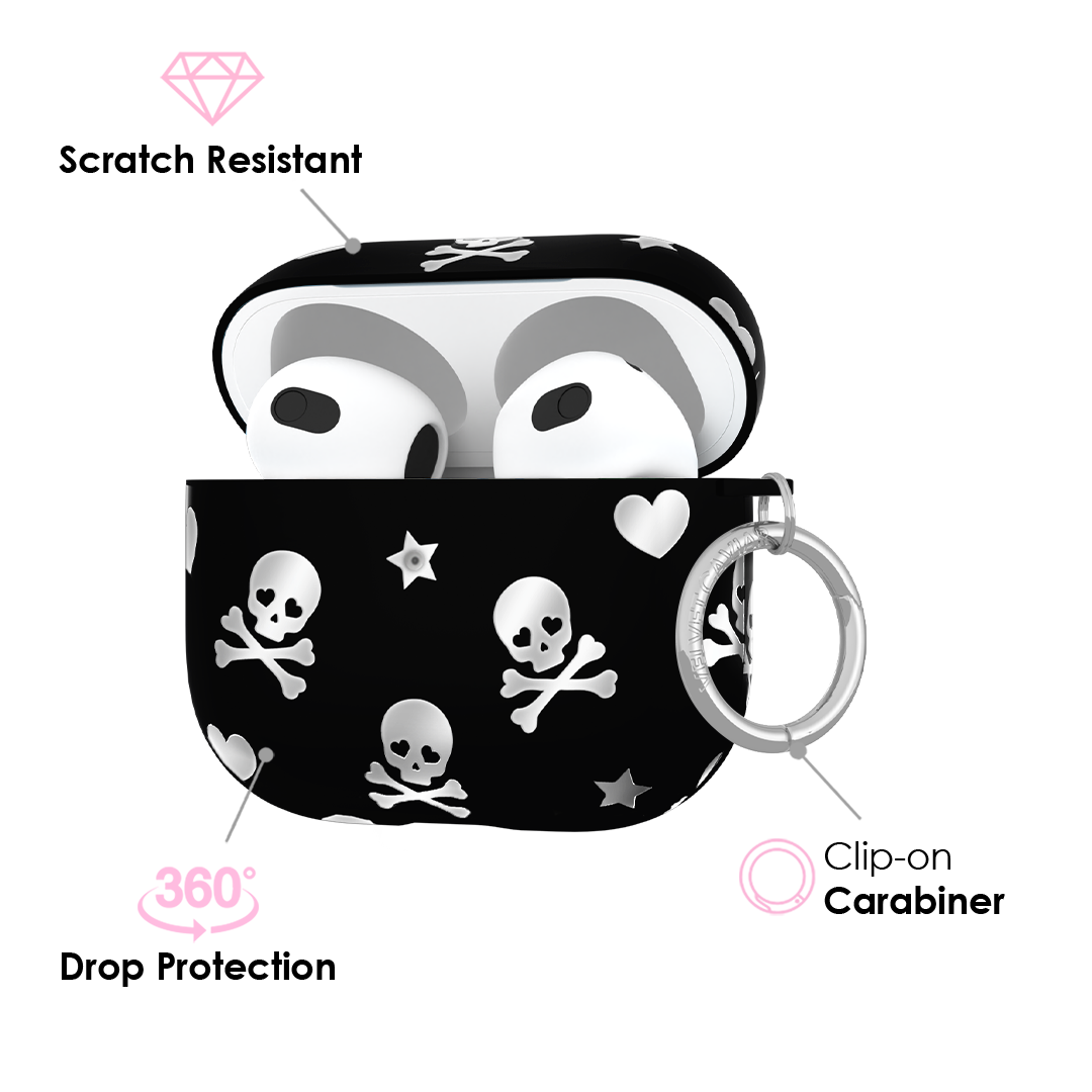 Stylish Chrome Skull AirPods Case - Protective Cover for Apple AirPods 1/2/3 & Pro - Trendy Accessory for Music Lovers & Skull Enthusiasts - Perfect for Daily Use, Gifts & Halloween