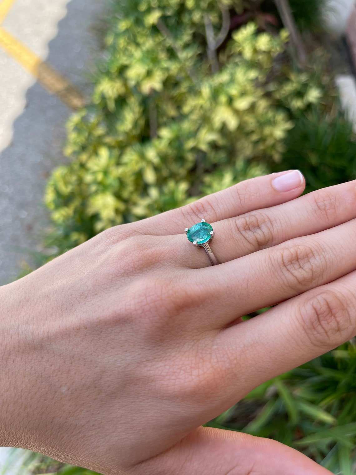 1.77ct Oval Cut Dark Bluish Green Emerald Solitaire Ring in 14K Gold | Elegant Engagement & Wedding Jewelry Gift for Her