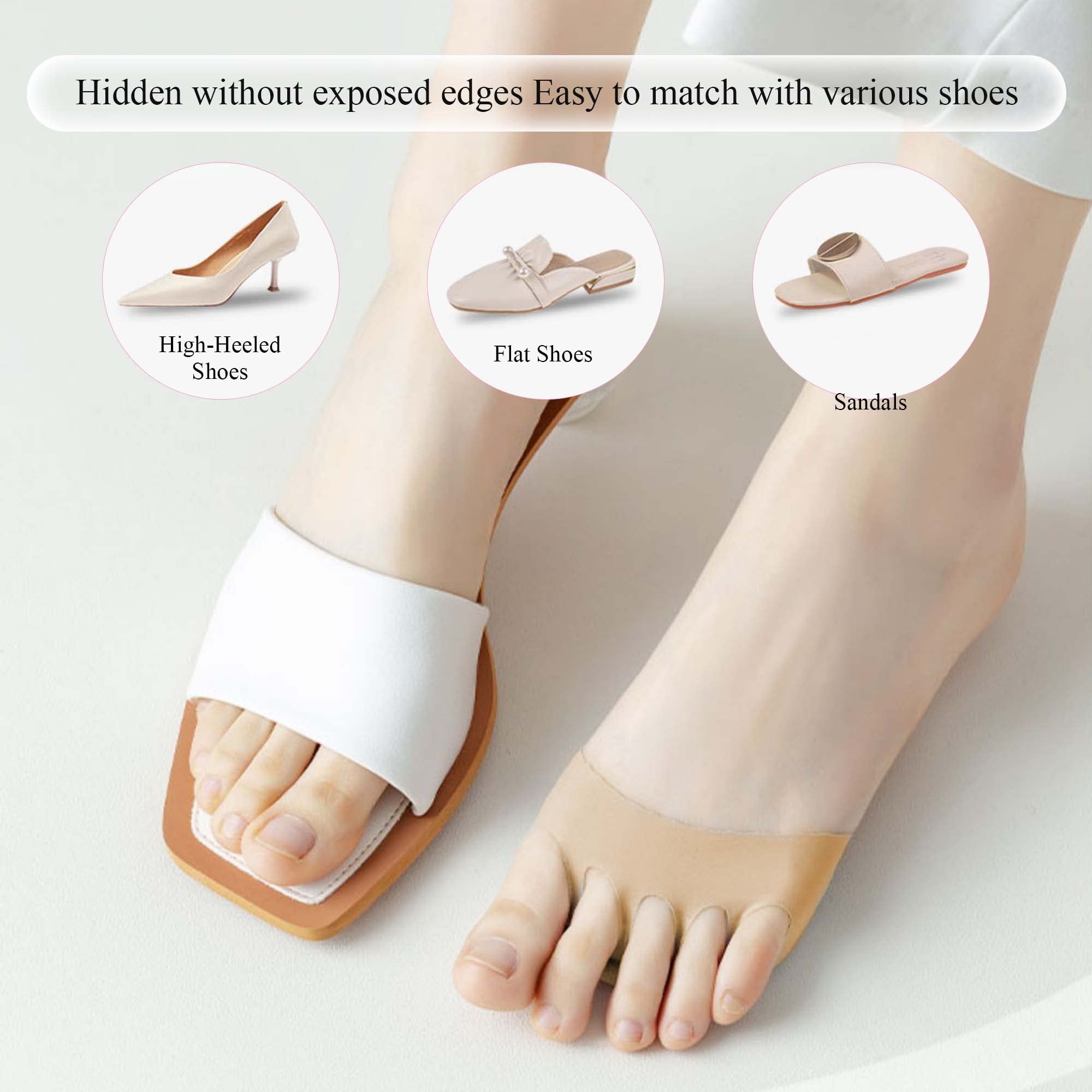 Reusable Metatarsal Foot Pads for Women - Soft Forefoot Cushions with Honeycomb Fabric for Pain Relief & Prevention (2 Pairs Beige, 1 Pair Black) - Perfect for High Heels, Running & Standing All Day
