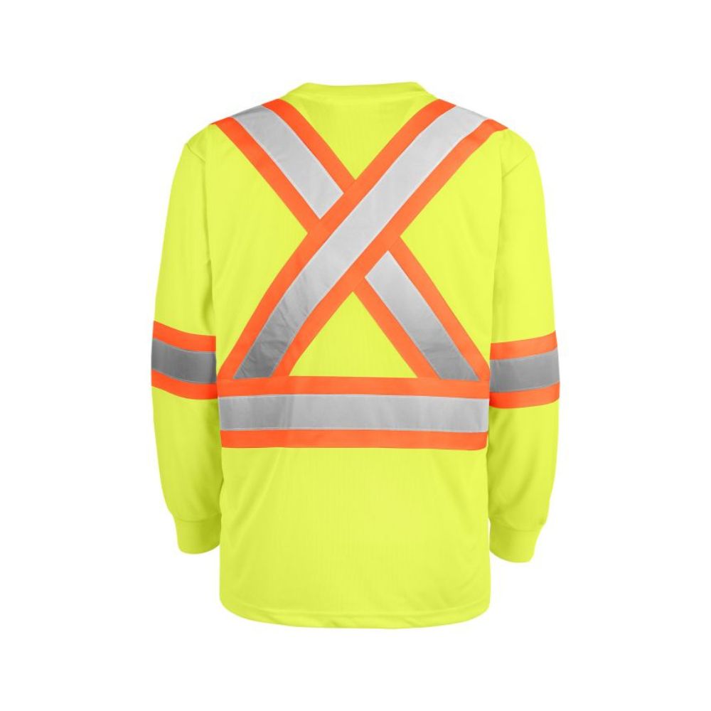 Terra Hi-Vis Long Sleeve Work Shirt 116525YL - High Visibility Safety Shirt for Construction, Road Work & Outdoor Jobs | ANSI Certified Yellow Reflective Shirt