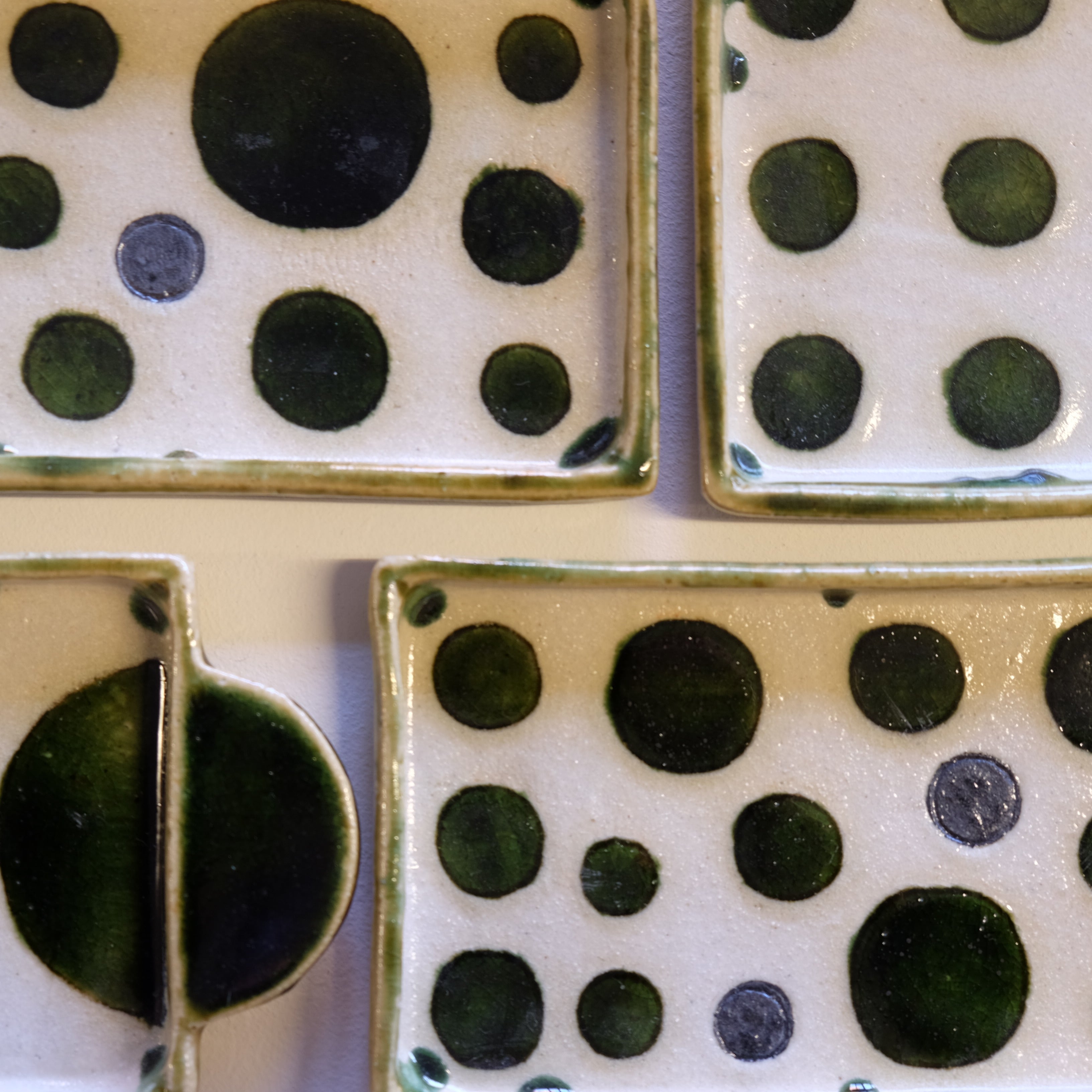 Oribe Dot Square Plate by Nobuhiro Hashiguchi - Handcrafted Japanese Ceramic Dinner Plate for Modern Dining & Home Decor