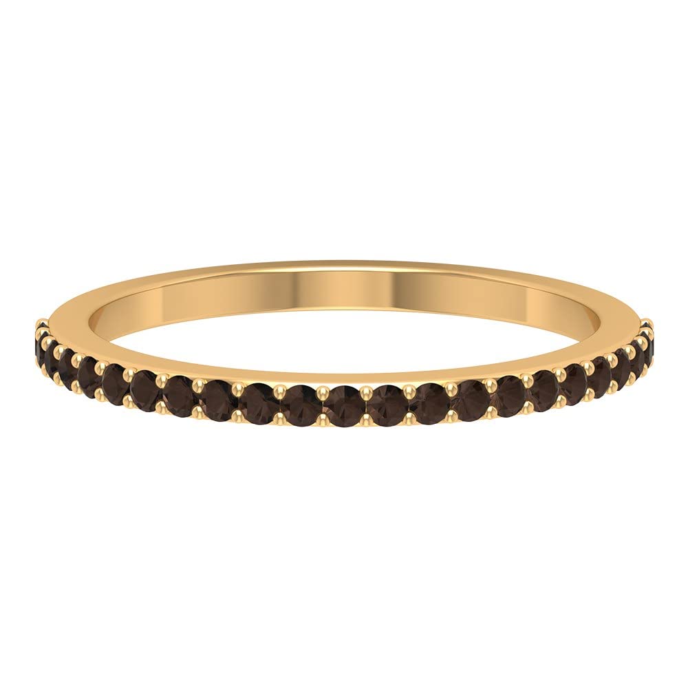 14K Solid Gold Smoky Quartz Half Eternity Ring for Women | Elegant Semi Eternity Band with Natural Smoky Quartz Gemstones | Perfect for Weddings, Anniversaries & Everyday Luxury Jewelry