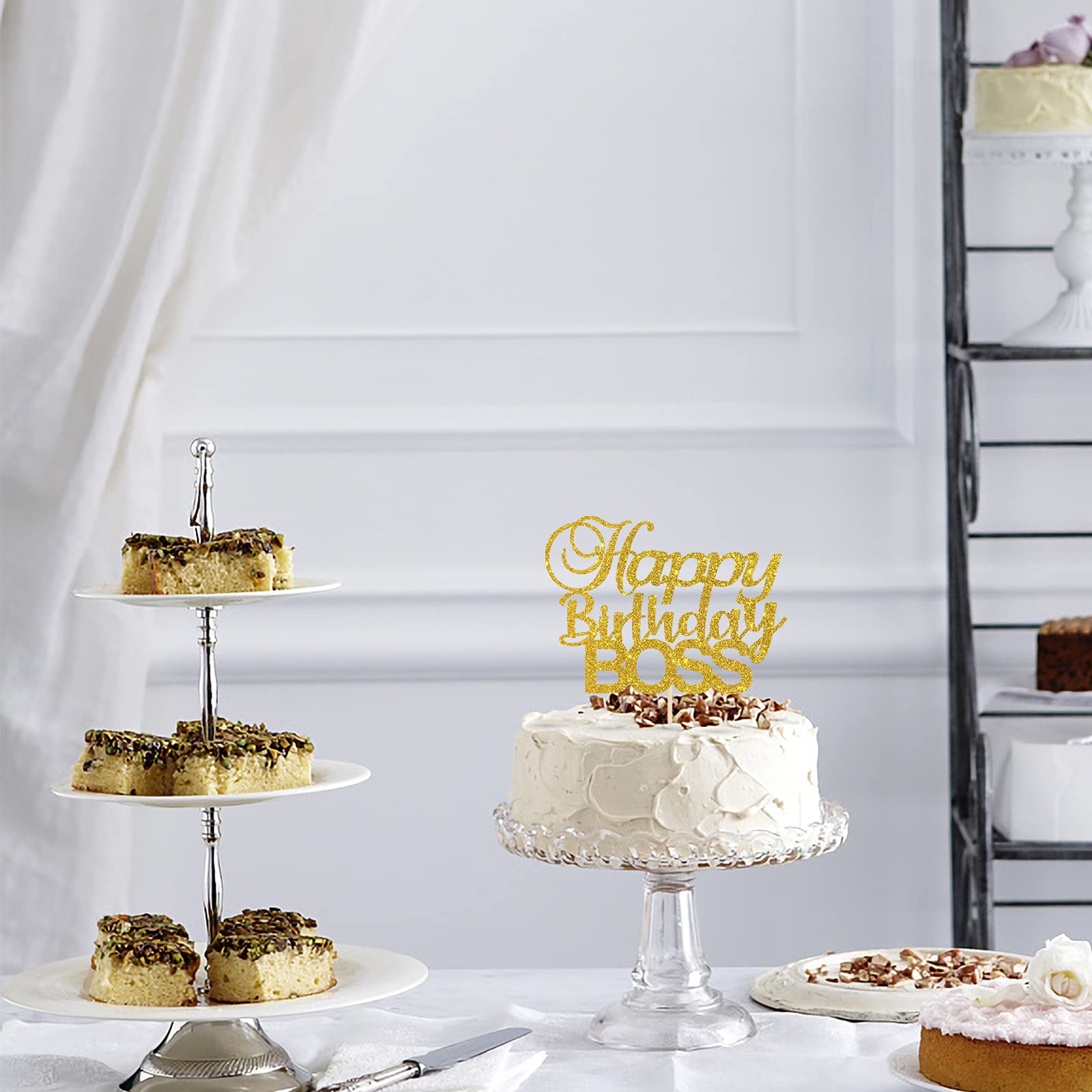 Gold Glitter Happy Birthday Cake Topper for Boss, Men & Baby Boy 1st Birthday - Prince Themed Party Decorations | Perfect for Office Celebrations, Baby Showers & Royal Birthday Parties