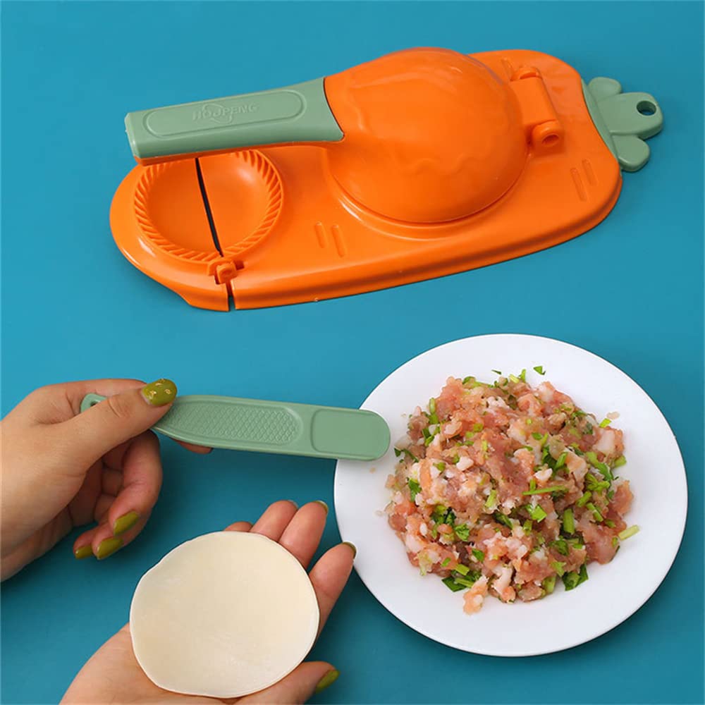 BINQILIN 2-in-1 Dumpling Maker Mold - Manual Dumpling Press & Pastry Dough Press Tool for Homemade Dumplings (Orange) | Perfect for Asian Cooking, Family Meal Prep & Kitchen DIY Projects