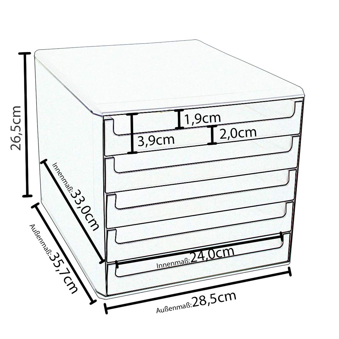 Metzger & Mendle 30057660 5-Drawer Storage Organizer Box - Sunset Red | Perfect for Office, Home & Craft Room Organization