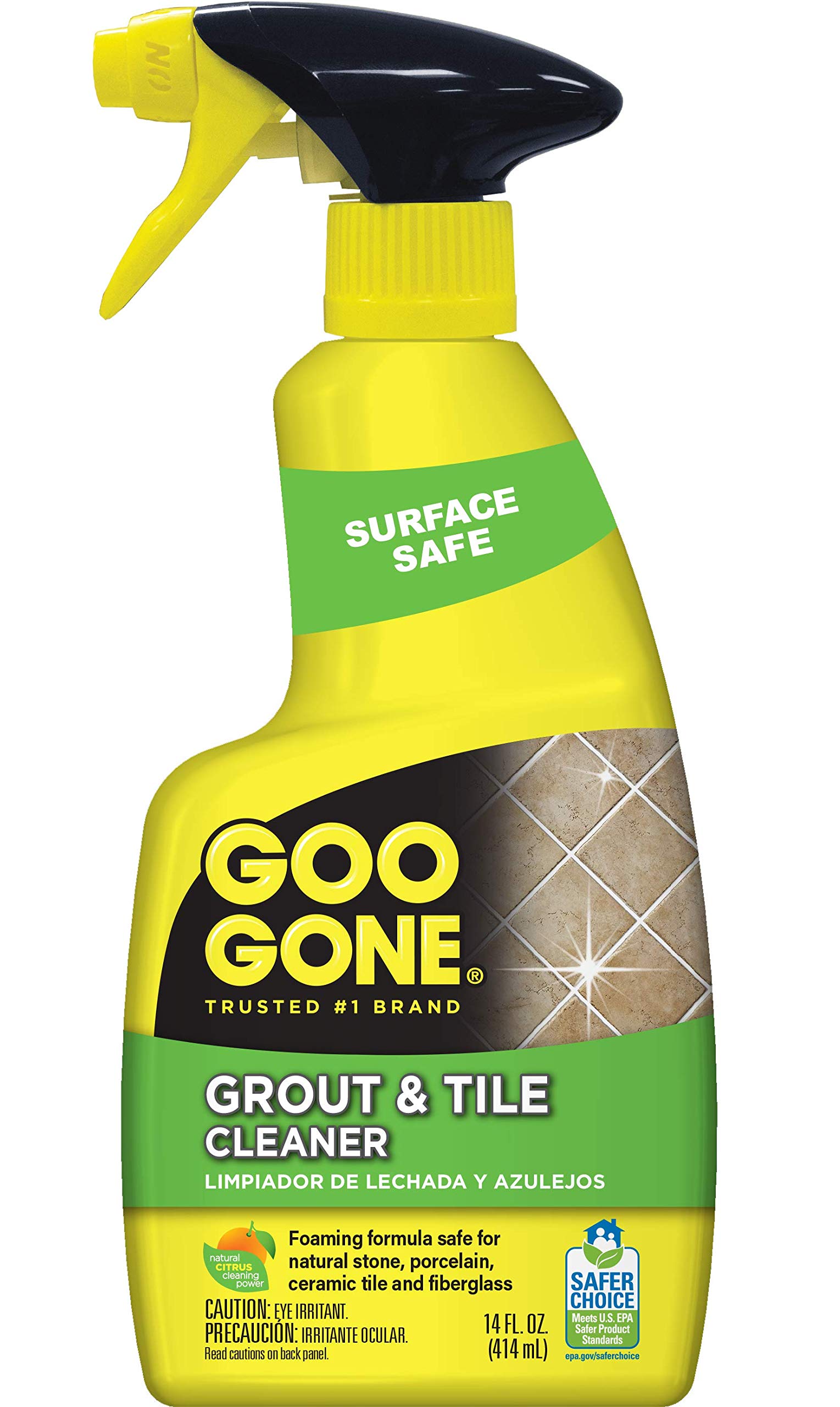 Goo Gone Grout & Tile Cleaner - Powerful Stain Remover for Bathroom & Kitchen - 14 Fl. Oz - Perfect for Cleaning Grout, Tiles, and Removing Tough Stains in Showers, Sinks, and Countertops