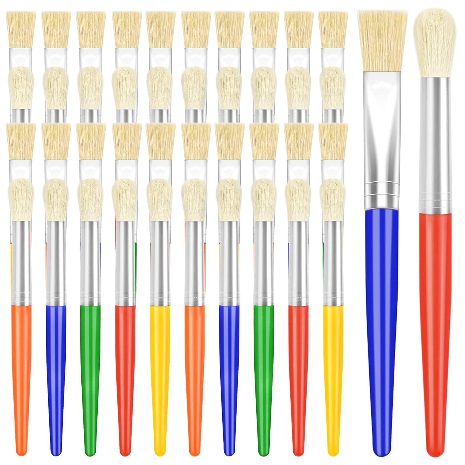 Anezus 50-Piece Kids Paint Brush Set - Bulk Toddler Painting Brushes with Round & Flat Tips for Preschool Art, DIY Crafts & Party Supplies - Perfect for Classroom Activities, Birthday Parties & Home Art Projects