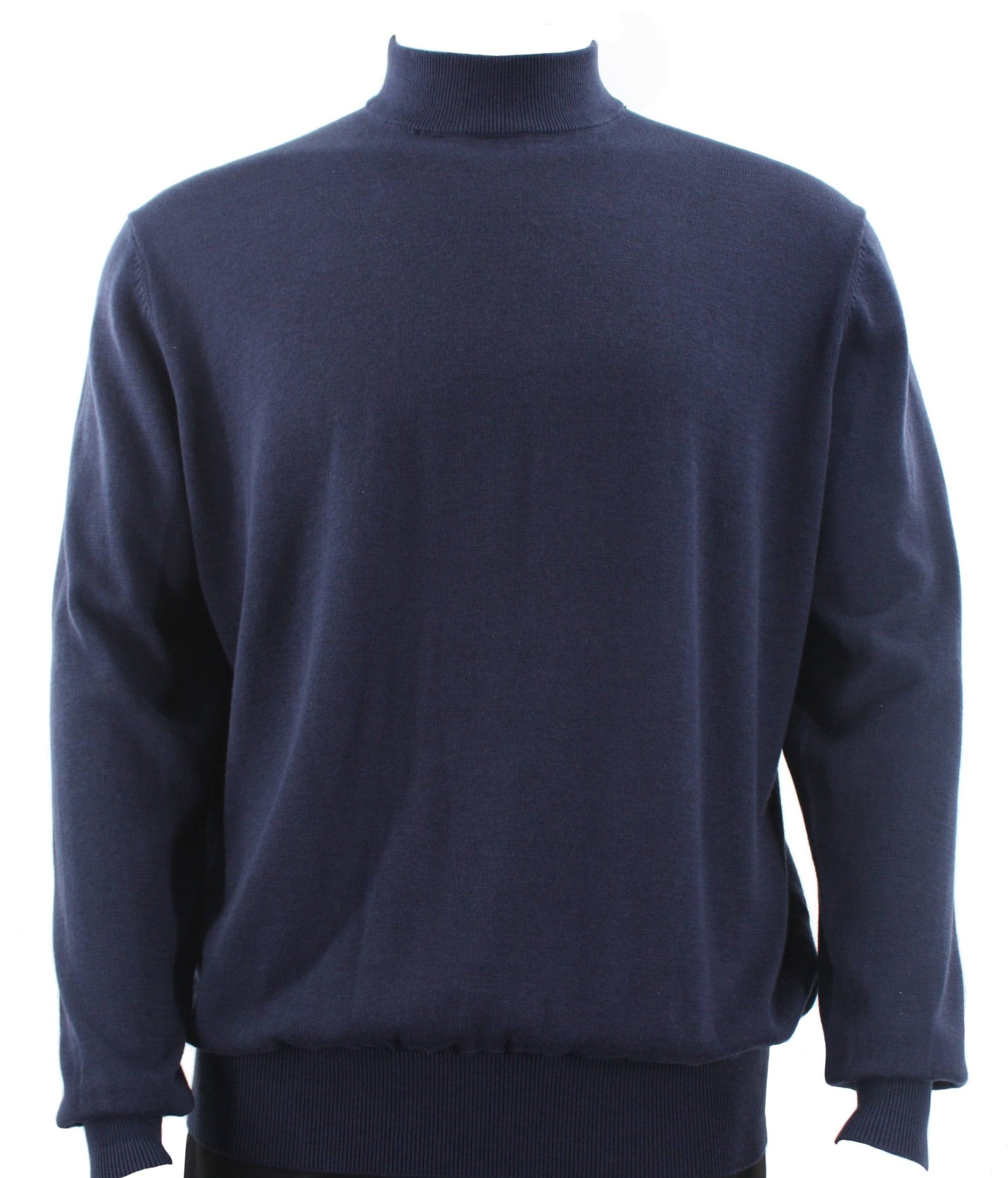 Bassiri Long Sleeve Mock Neck Navy Blue Sweater for Men - Warm & Stylish Pullover for Casual Wear, Office, and Winter Outfits