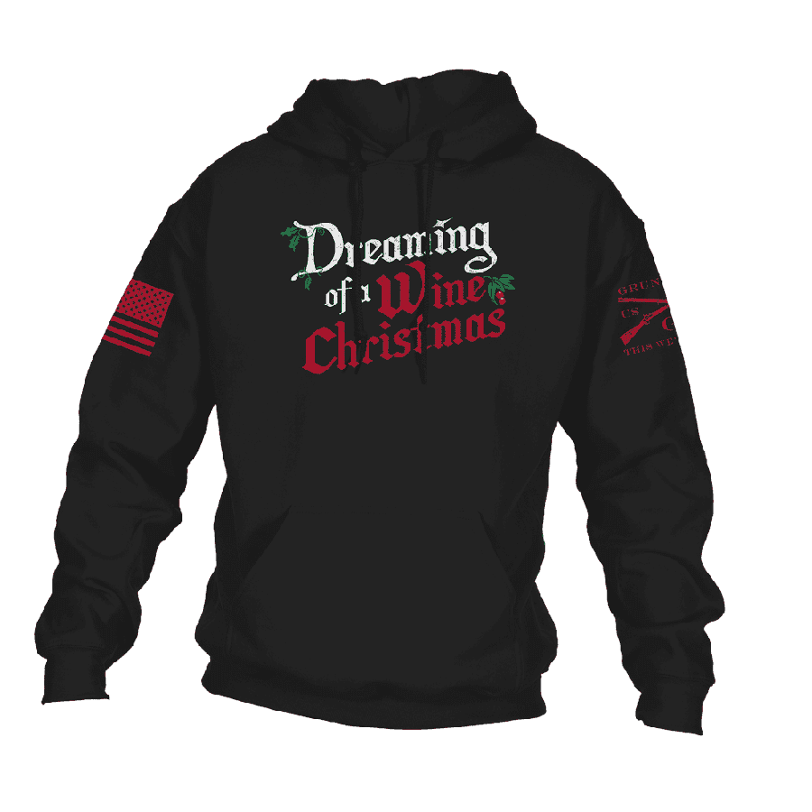 Women's Christmas Wine Hoodie - Cozy Black Pullover for Holiday Parties & Festive Gatherings