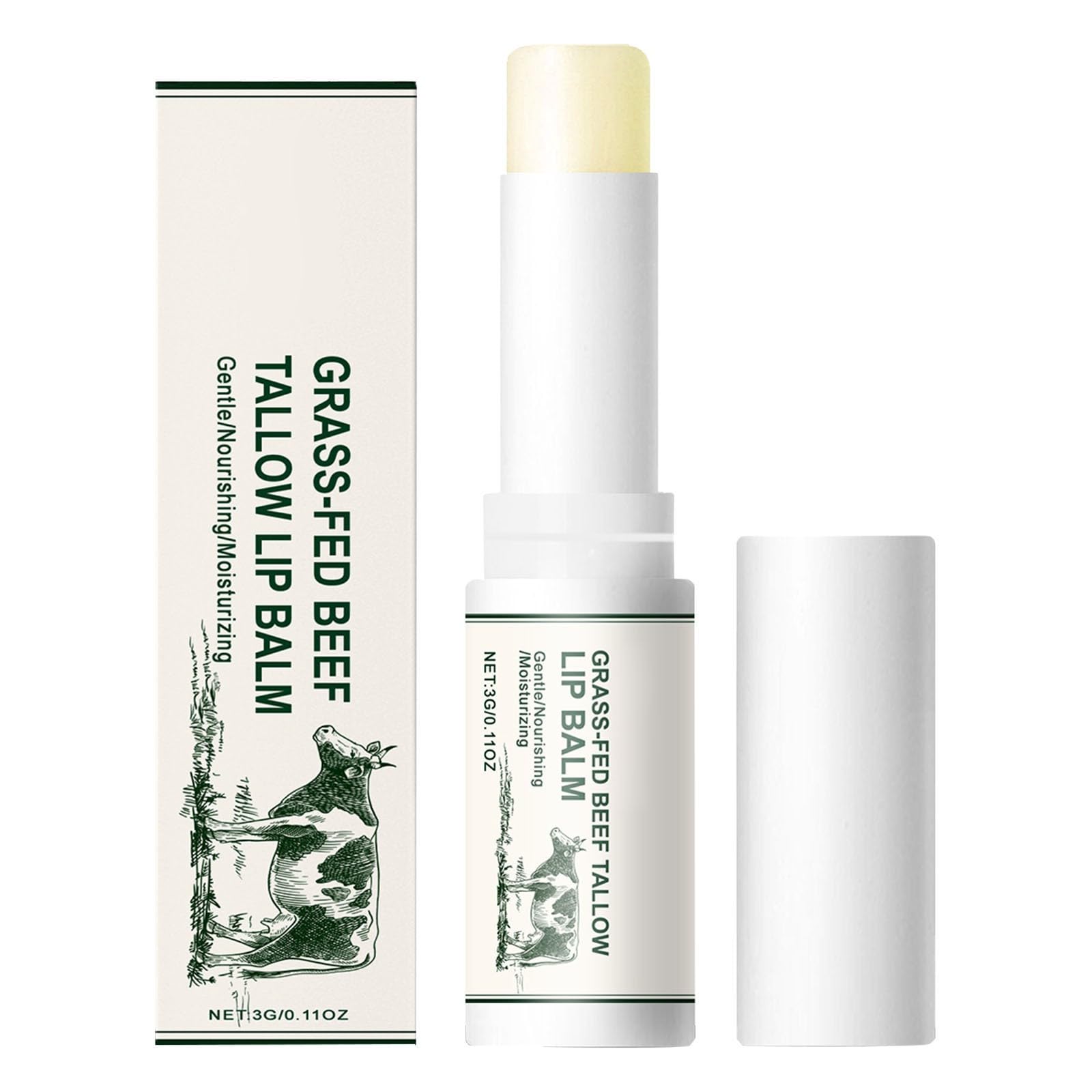 **Natural Tallow Lip Balm - Unscented Beef Tallow Moisturizer for Dry Lips, Hydrating & Nourishing - E L F Cosmetics (Beige, One Size) - Perfect for Winter Care & Daily Lip Hydration**