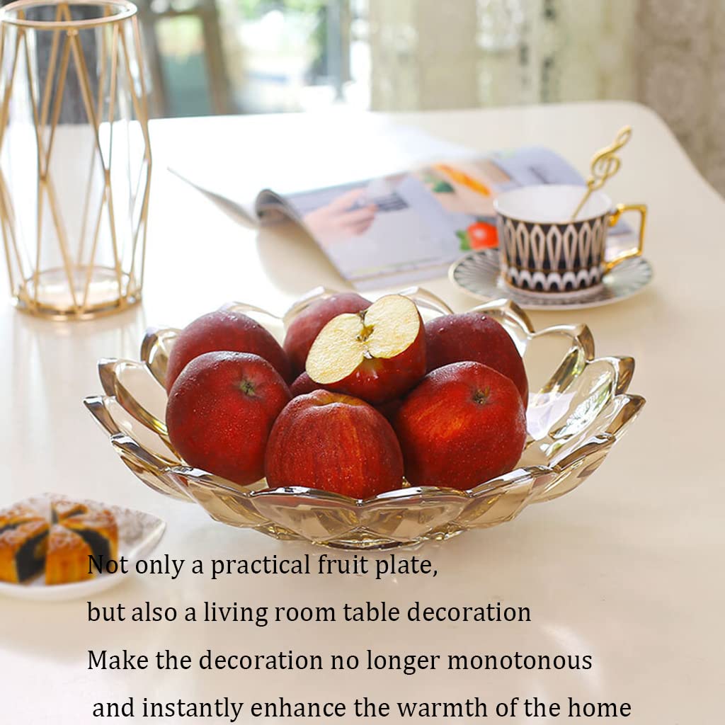 Elegant Crystal Glass Fruit Bowl - Modern Fruit Basket for Living Room, Coffee Table, Kitchen | Stylish Home Decor & Snack Serving Dish | Perfect for Parties, Dining, and Gift Giving