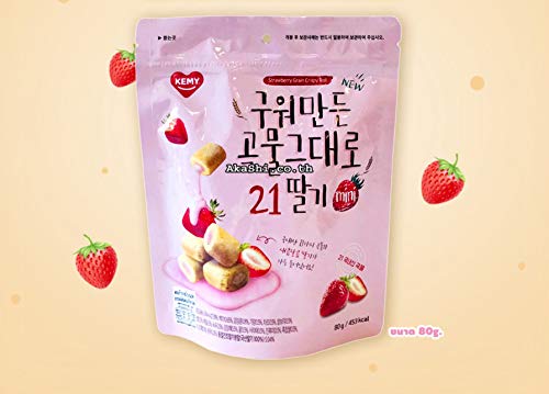 Strawberry Grain Crispy Roll - Mini Chocolate Cream Filled Cereal Snacks 80g - Perfect for Breakfast, Office Snacks & Kids Lunch Box Treats