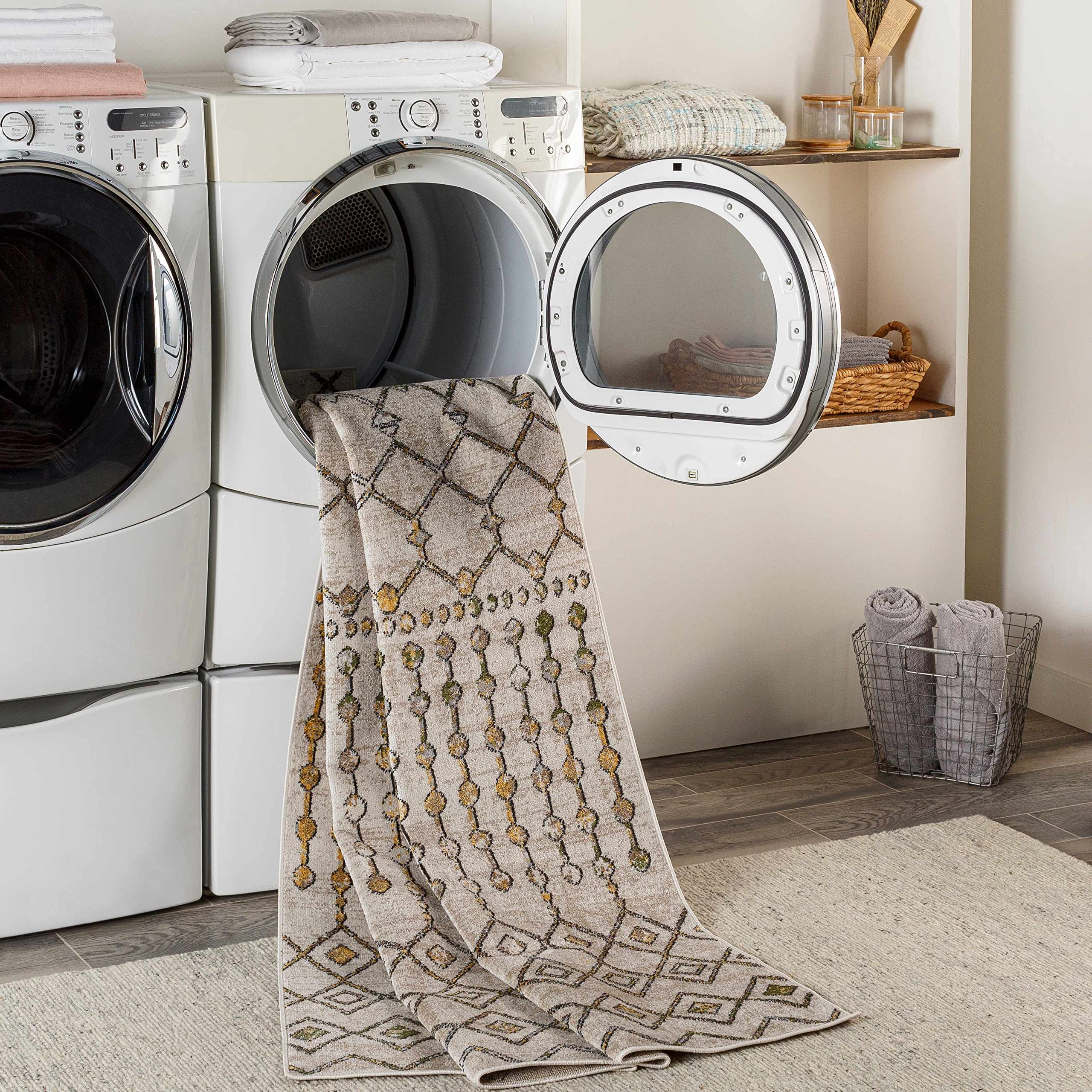 Hauteloom Alanyurt Machine Washable Area Rug - Soft & Durable for Living Room, Bedroom - Black, Gray, Beige - 9'3