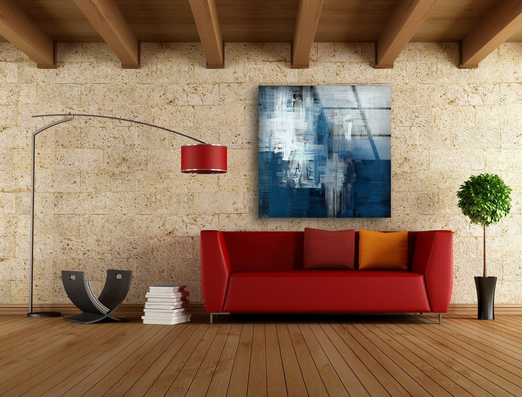 Blue Ink Abstract Glass Wall Art - Modern Handmade Glass Painting for Home & Office Decor - Perfect for Living Room, Bedroom, or Office Wall Decor