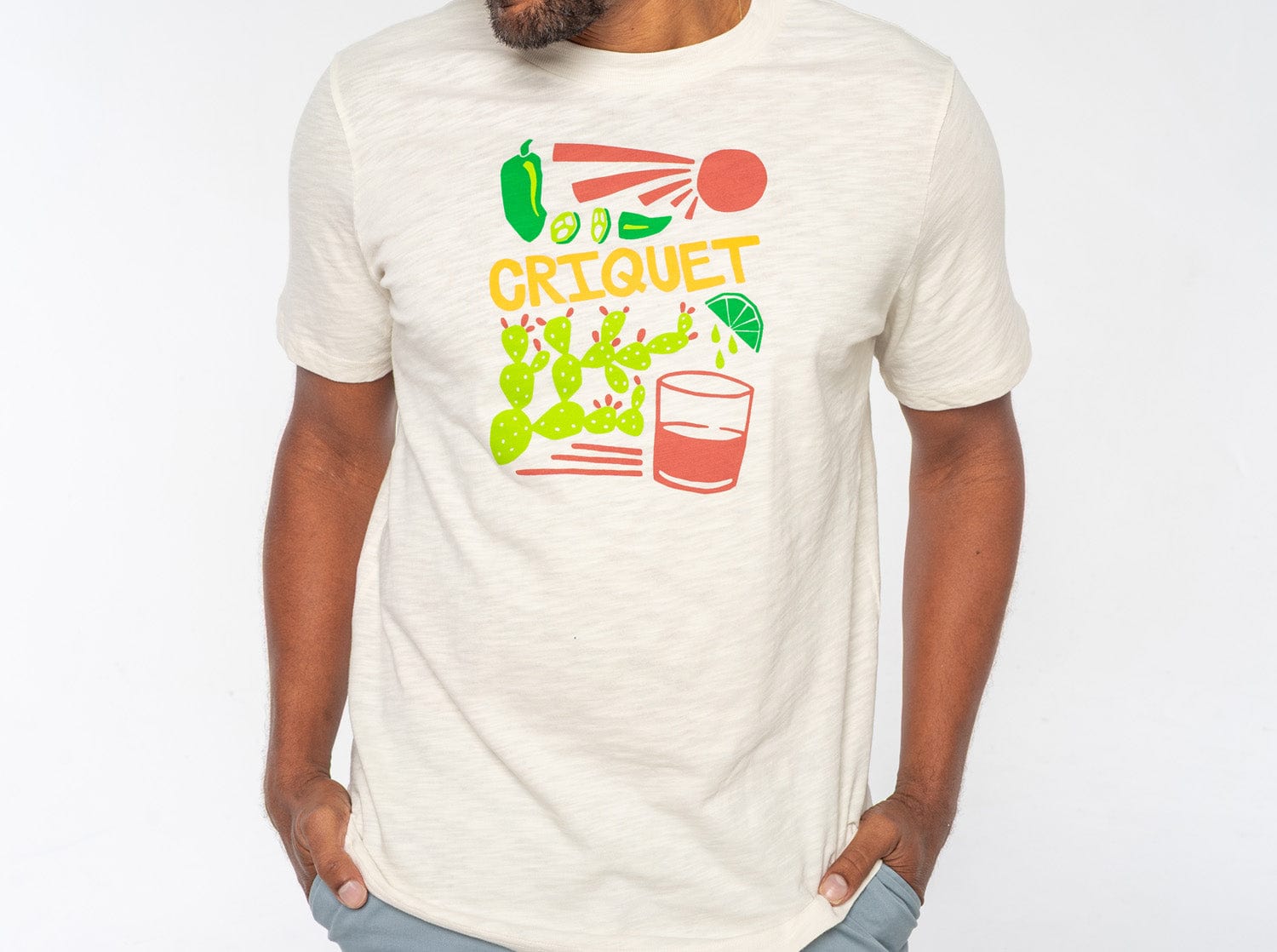 Spicy Marg Slub Graphic T-Shirt in Egret - Stylish Casual Tee for Everyday Wear, Outings & Street Fashion