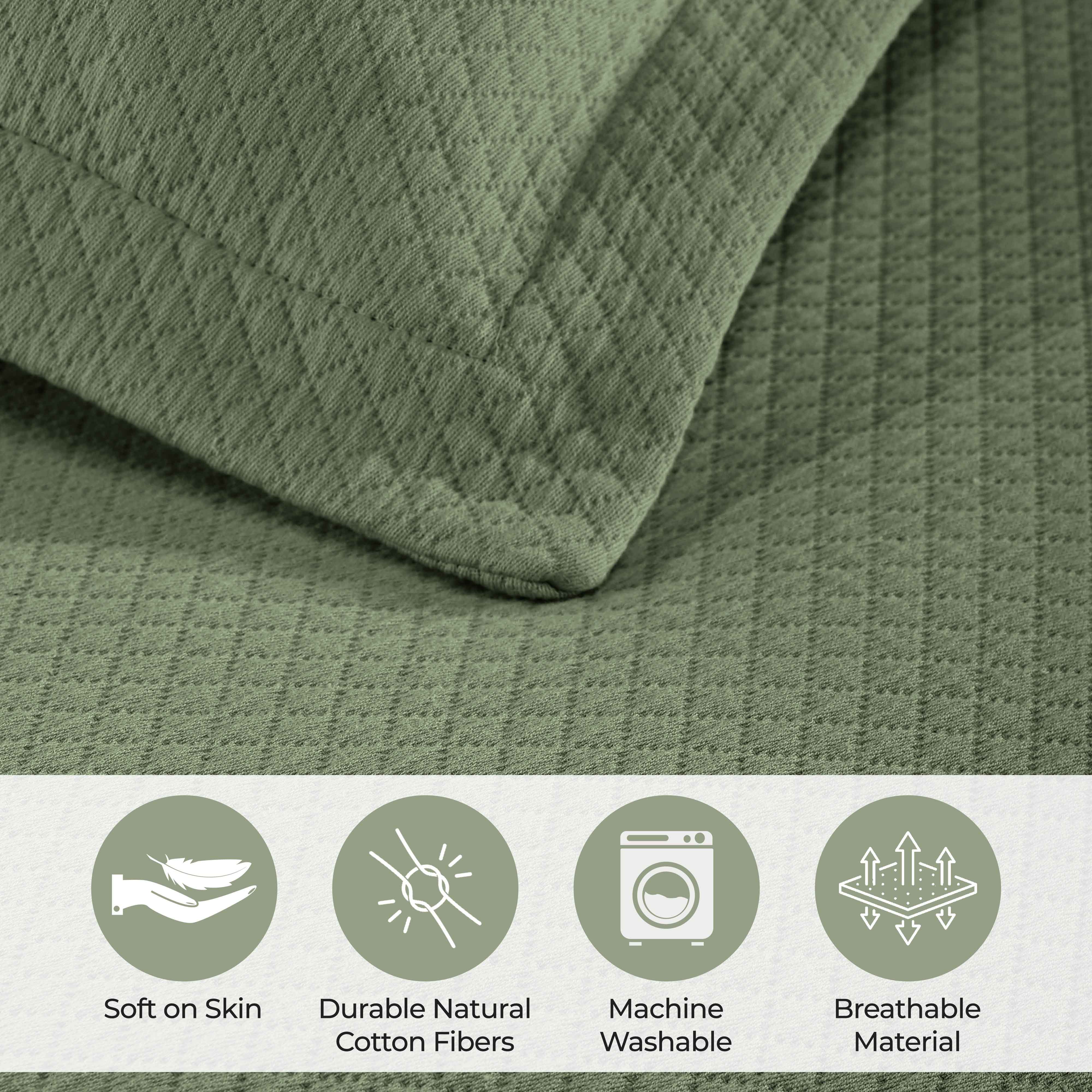 Luxury Jacquard Matelassé Cotton Diamond Solitaire Bedspread Set - Queen Size Bedding Coverlet for Master Bedroom, Guest Room & Hotel Decor