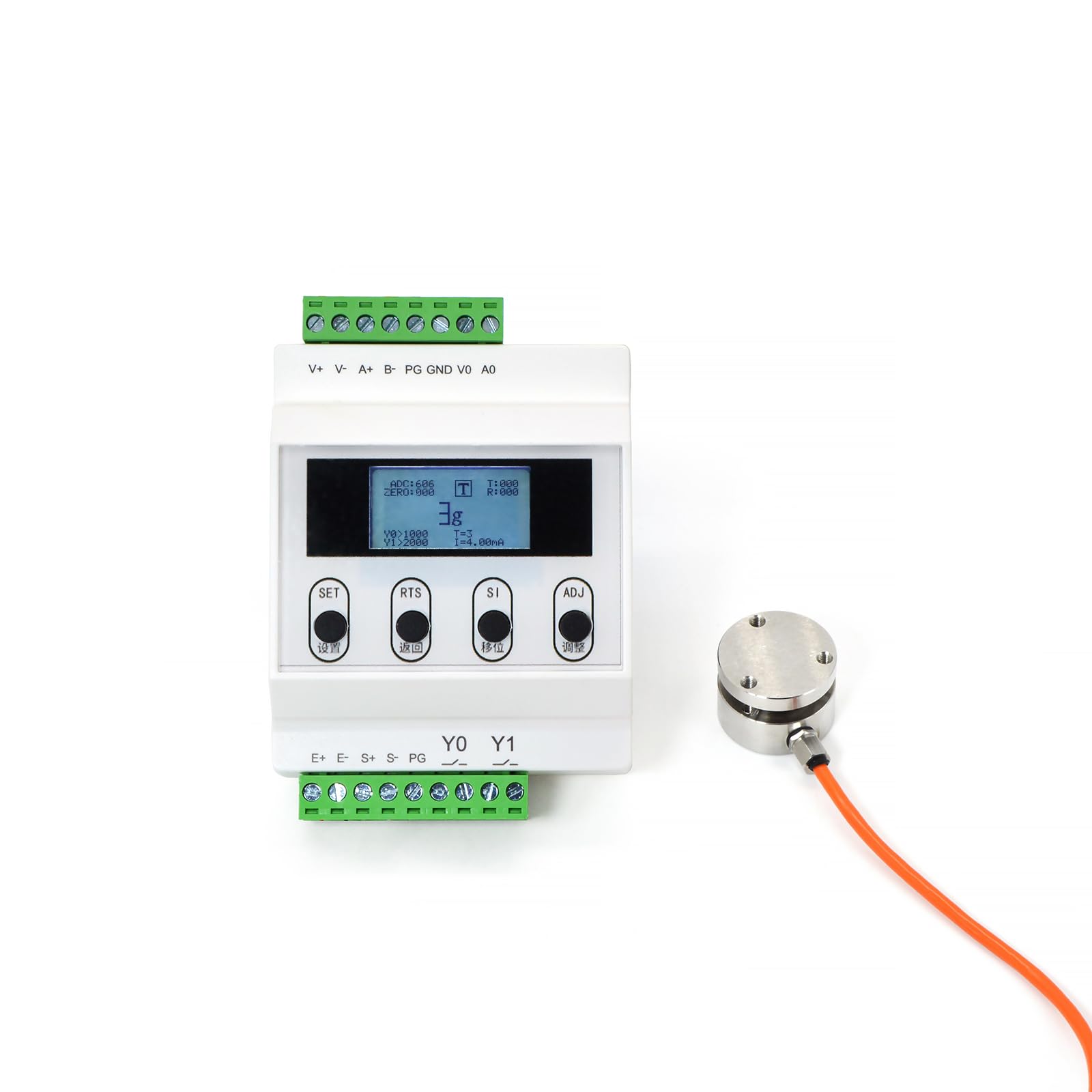 High Precision Load Cell with Amplifier - 0-500kg Capacity, RS-485/0-5V/0-10V/4-20mA Output - English Interface Digital Display for Weight Pressure Force Measurement - Ideal for Industrial Testing, Laboratory Scales & Compression Force Monitoring