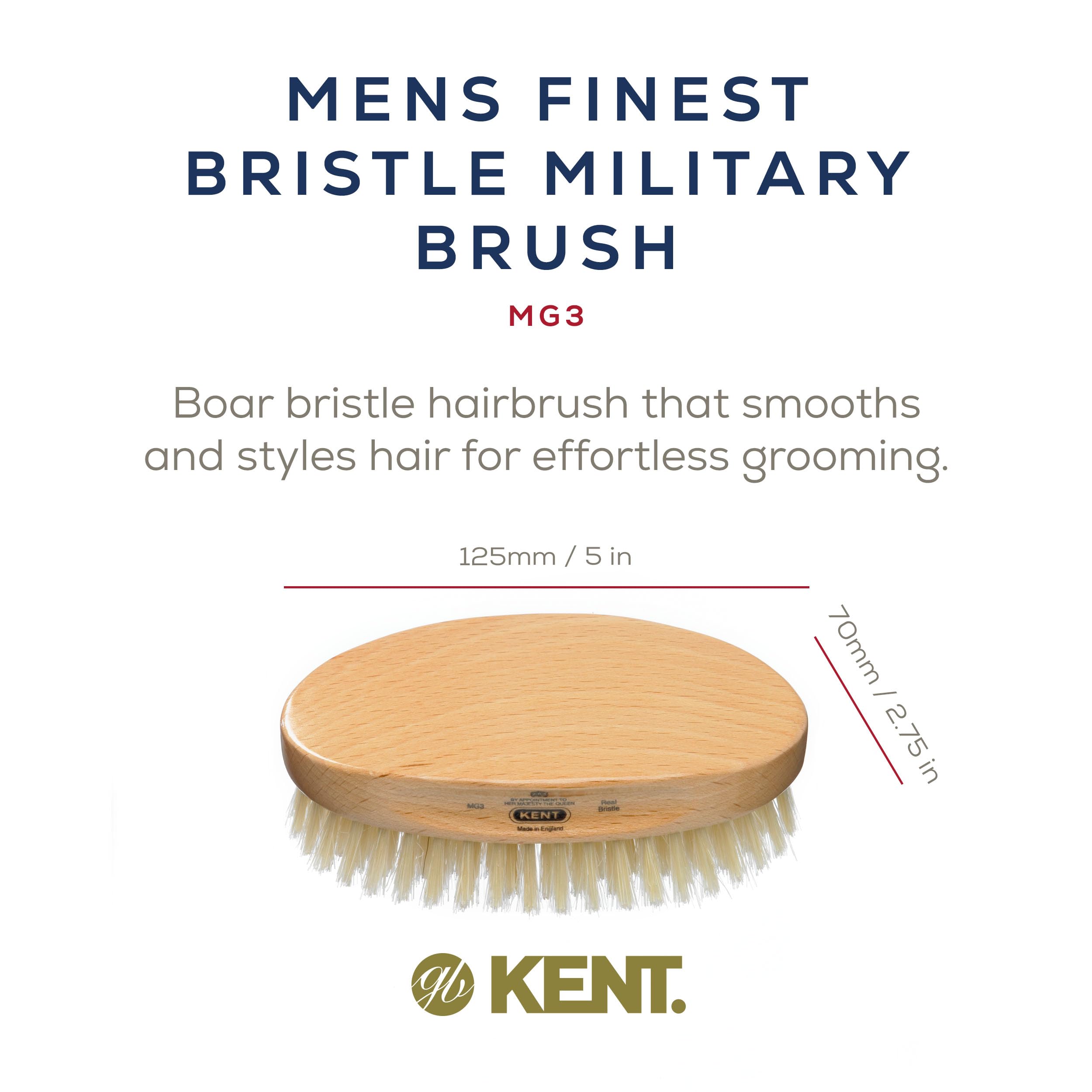 Kent MG3 Finest Men's Hair & Beard Brush – Natural White Boar Bristle for Grooming, Scalp Massage, 360 Waves & Styling | Perfect for Daily Hair Care, Beard Maintenance & Relaxing Scalp Treatment at Home
