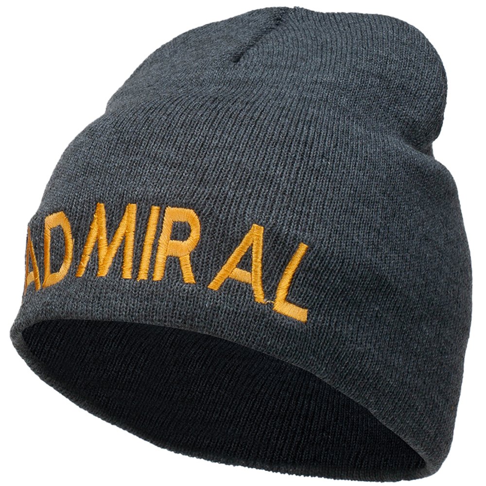 Admiral Embroidered Short Beanie for Men & Women - Winter Warm Knit Cap with Stylish Embroidery - Perfect for Outdoor Activities, Skiing, and Casual Wear | e4Hats.com