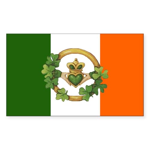 White - Irish Flag &Amp; Claddagh Sticker