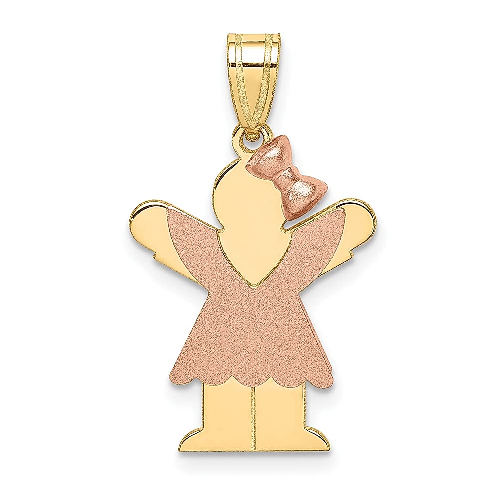 14K Two-Tone Yellow Gold Engravable Bow Charm Necklace for Women - Elegant Baby Girl Pendant, Fine Jewelry Gift for Her - Perfect for Birthdays, Anniversaries & Special Occasions