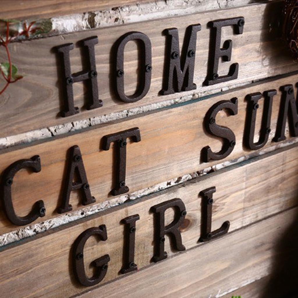 Large Brown Cast Iron House Numbers - Non-Fire Metal Letters for Home Address Signage | Perfect for Front Door, Mailbox, and Garden Decor
