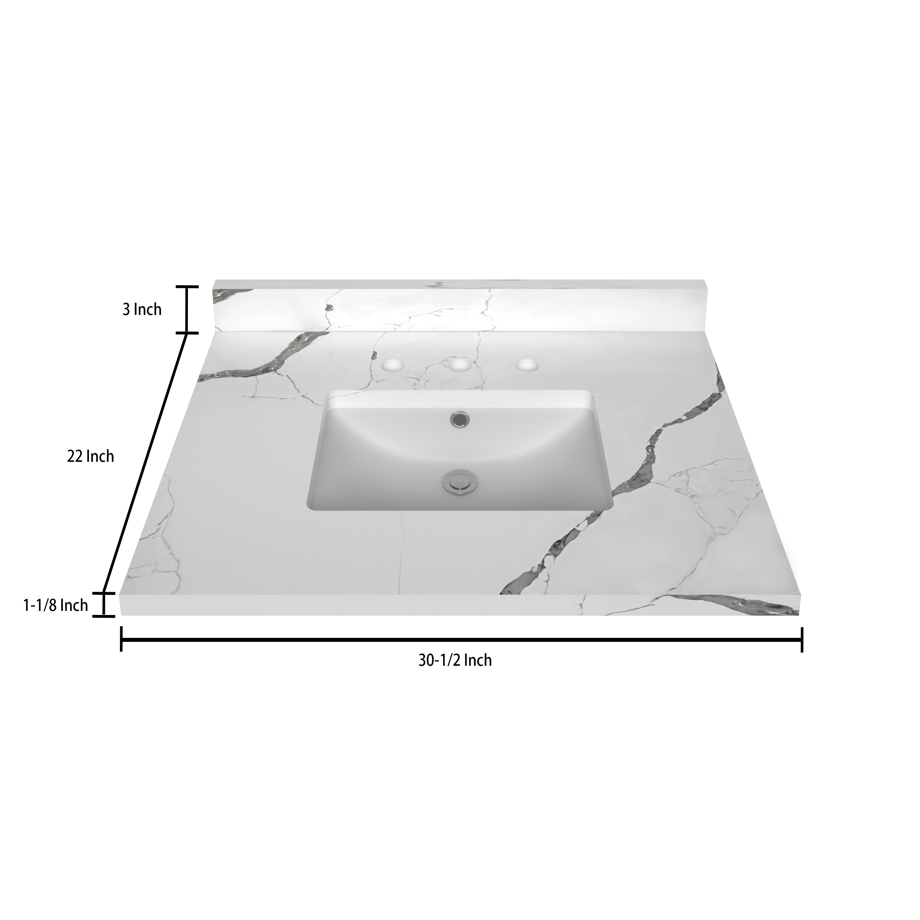 Premium Calacatta White Quartz Countertop - 30.5