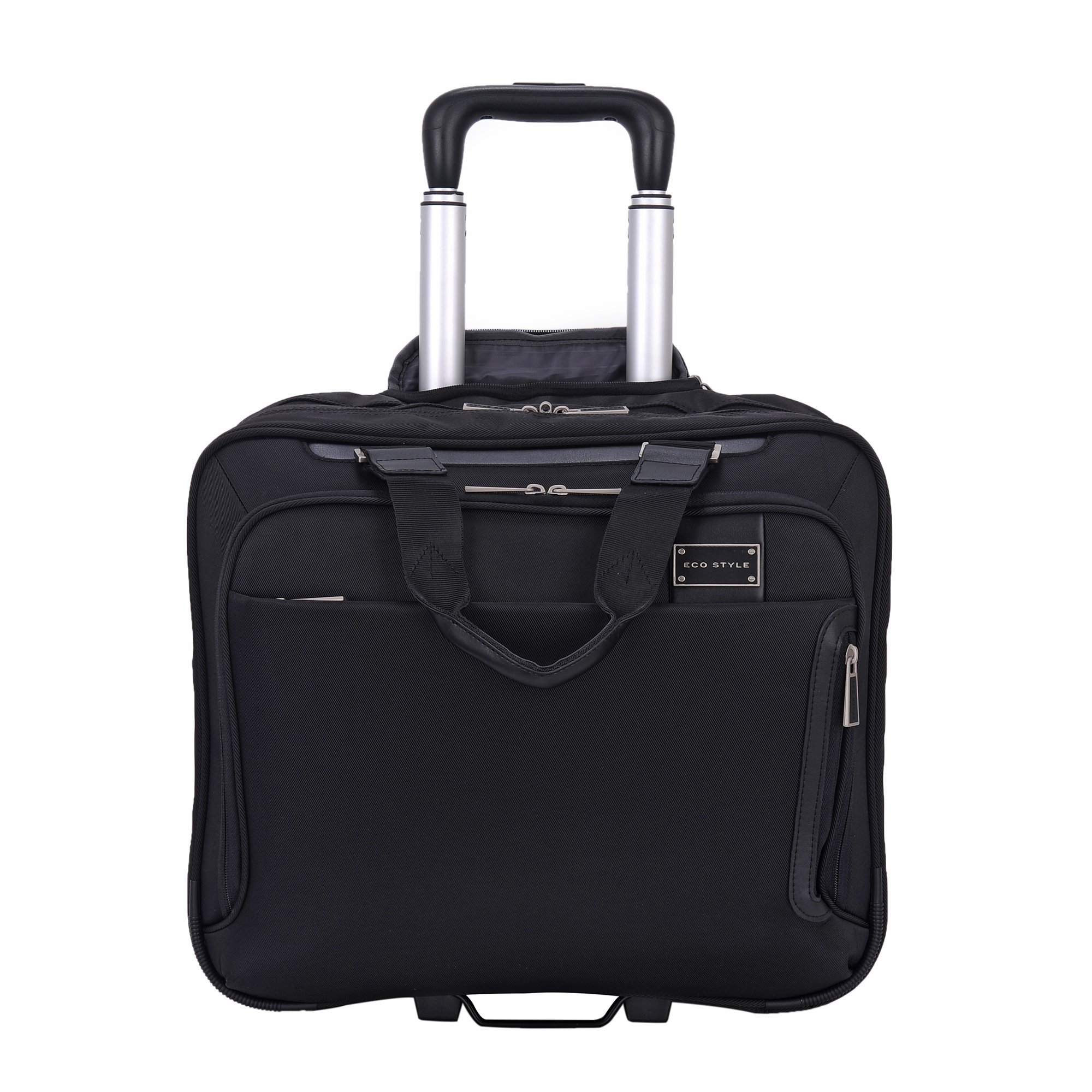 EcoTrend ETEX-RC15 Executive Rolling Laptop Briefcase - 15.6 Inch Business Travel Carry-On with Wheels, Durable Black Trolley Case for Office Professionals & Airplane Commuters