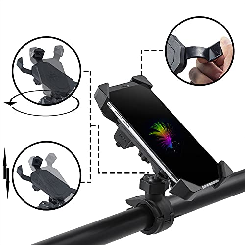 Universal Motorcycle Handlebar Phone Mount with USB Charger - Waterproof Smartphone Holder for iPhone Android - Perfect for Adventure Riding, Commuting & GPS Navigation