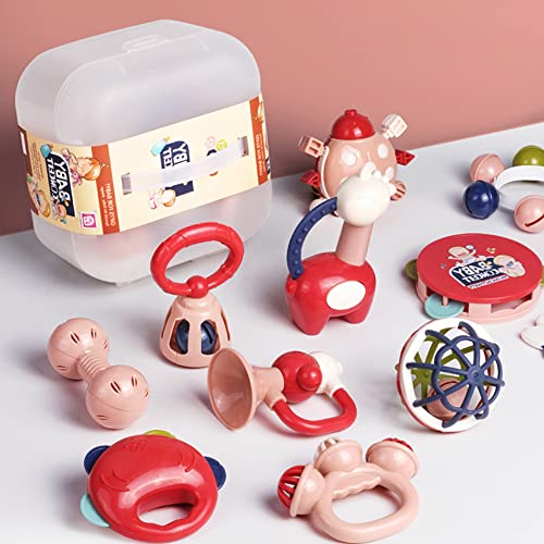 12PCS Baby Rattles Teether Toys Set - Infant Grab & Shake Rattle, Spin Rattle for 0-18 Months - BPA-Free Teething Toys for Newborns & Toddlers - Perfect Baby Shower Gift for Boys & Girls - Great for Sensory Play, Early Development & Soothing Sore Gums