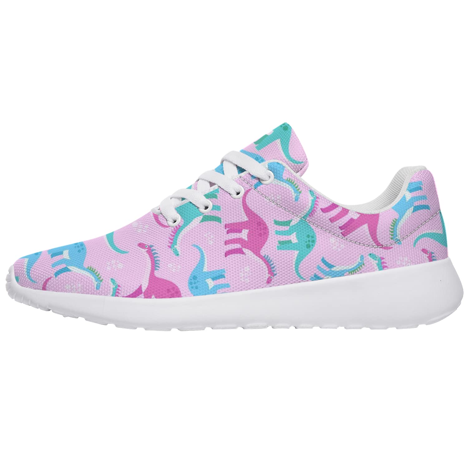 Women's Running Shoes - Lightweight Tennis Walking Sneakers for Women & Girls, Pink Dinosaur Print Athletic Shoes, US Size 9.5 Women/8 Men - Perfect for Jogging, Gym Workouts & Casual Wear