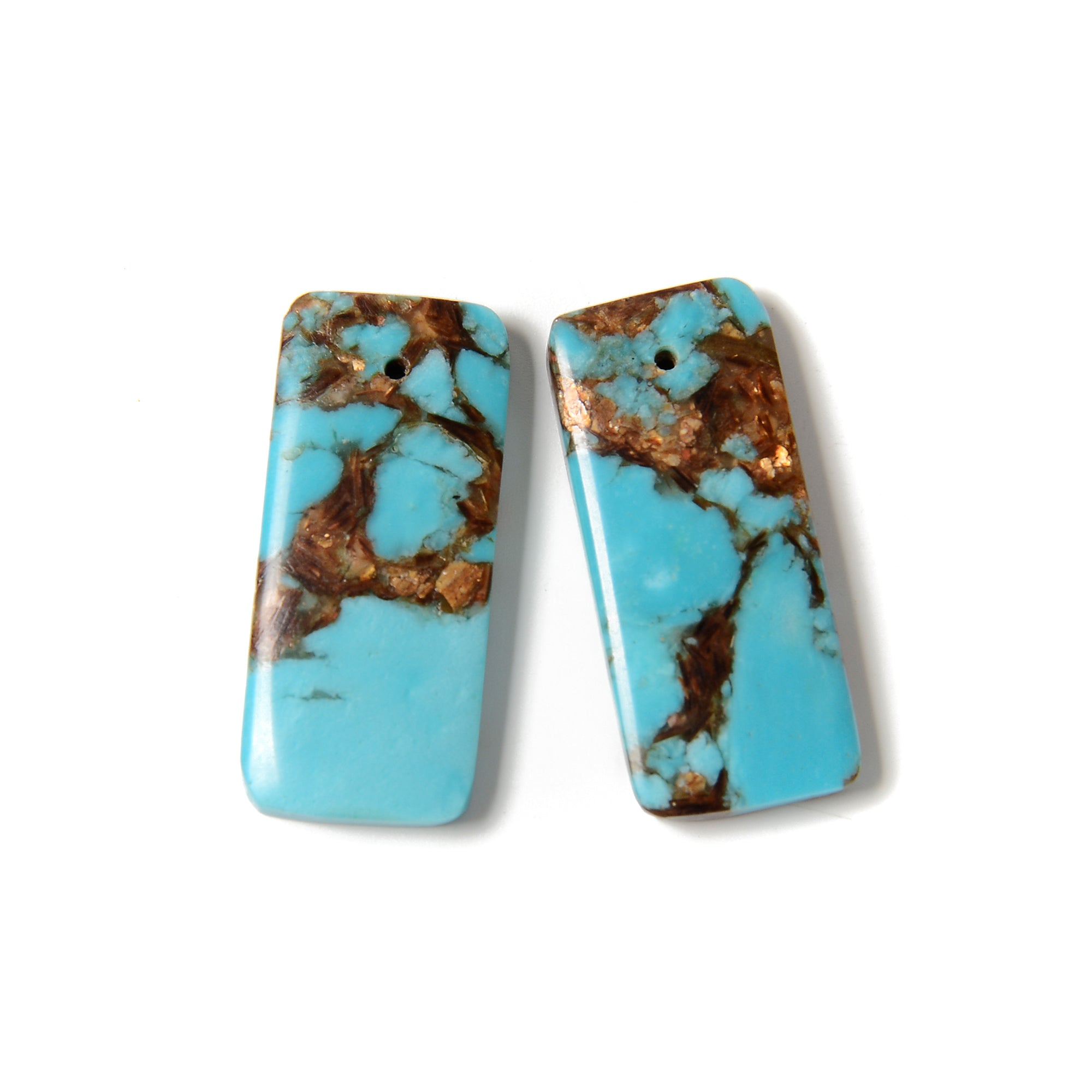 Bronzite Turquoise Pendant Earrings - 15x35mm Gemstone Jewelry Pair - Perfect for Boho Style & Gift Giving