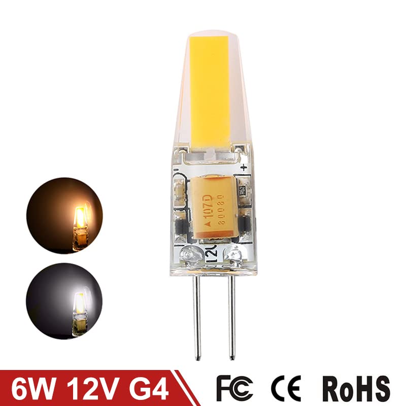 6pcs 12V AC/DC Mini G4 LED Bulbs - 3W/6W Dimmable COB Lights with 360° Beam Angle | Energy-Efficient Halogen Replacement for Chandeliers, Home & Commercial Lighting | Perfect for Bedroom, Living Room, Restaurant & Hotel Decor