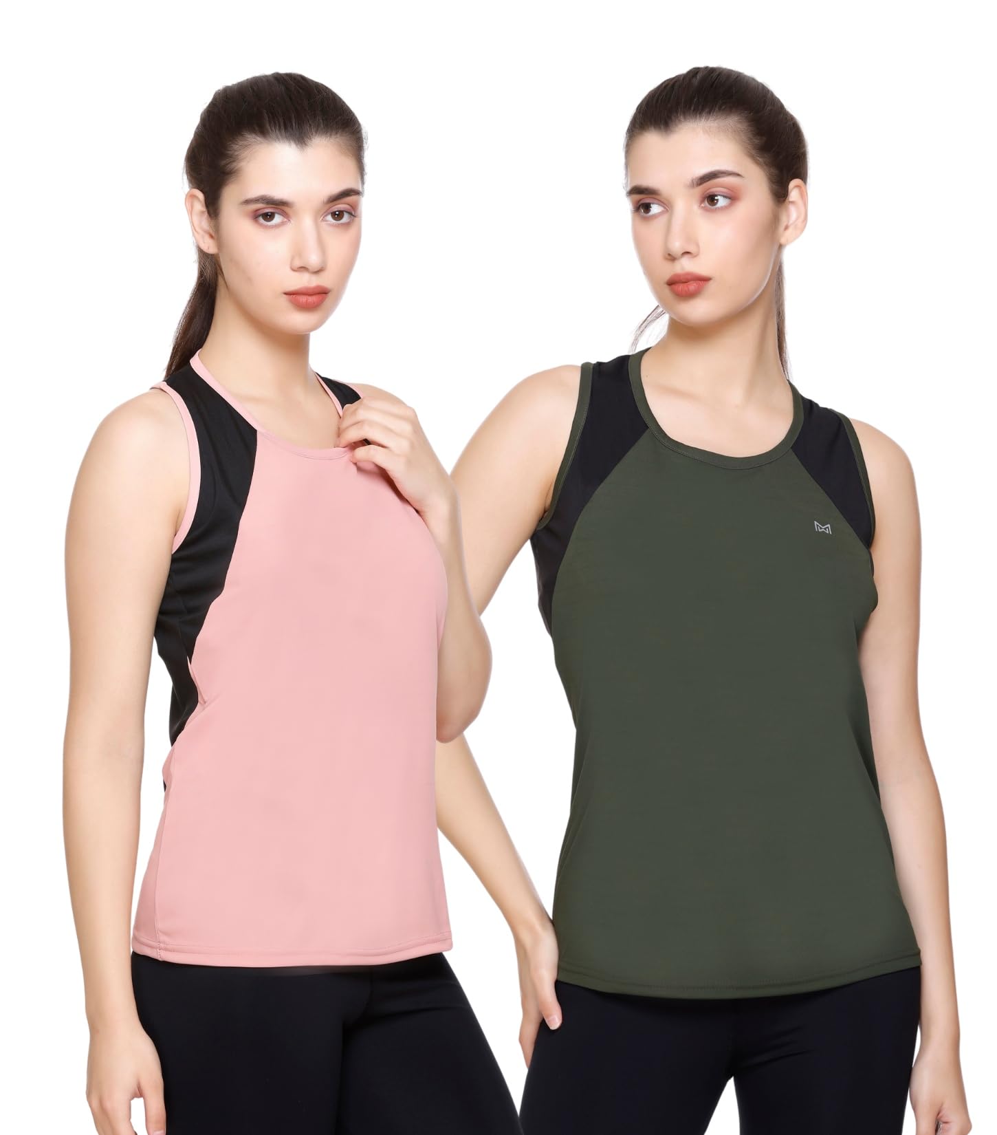 White Moon Women's Polyester Tank Top Combo - 2 Pack Breathable Sleeveless Workout Tops for Gym, Yoga & Running | Moisture-Wicking Activewear for Women | Summer Fitness & Casual Wear