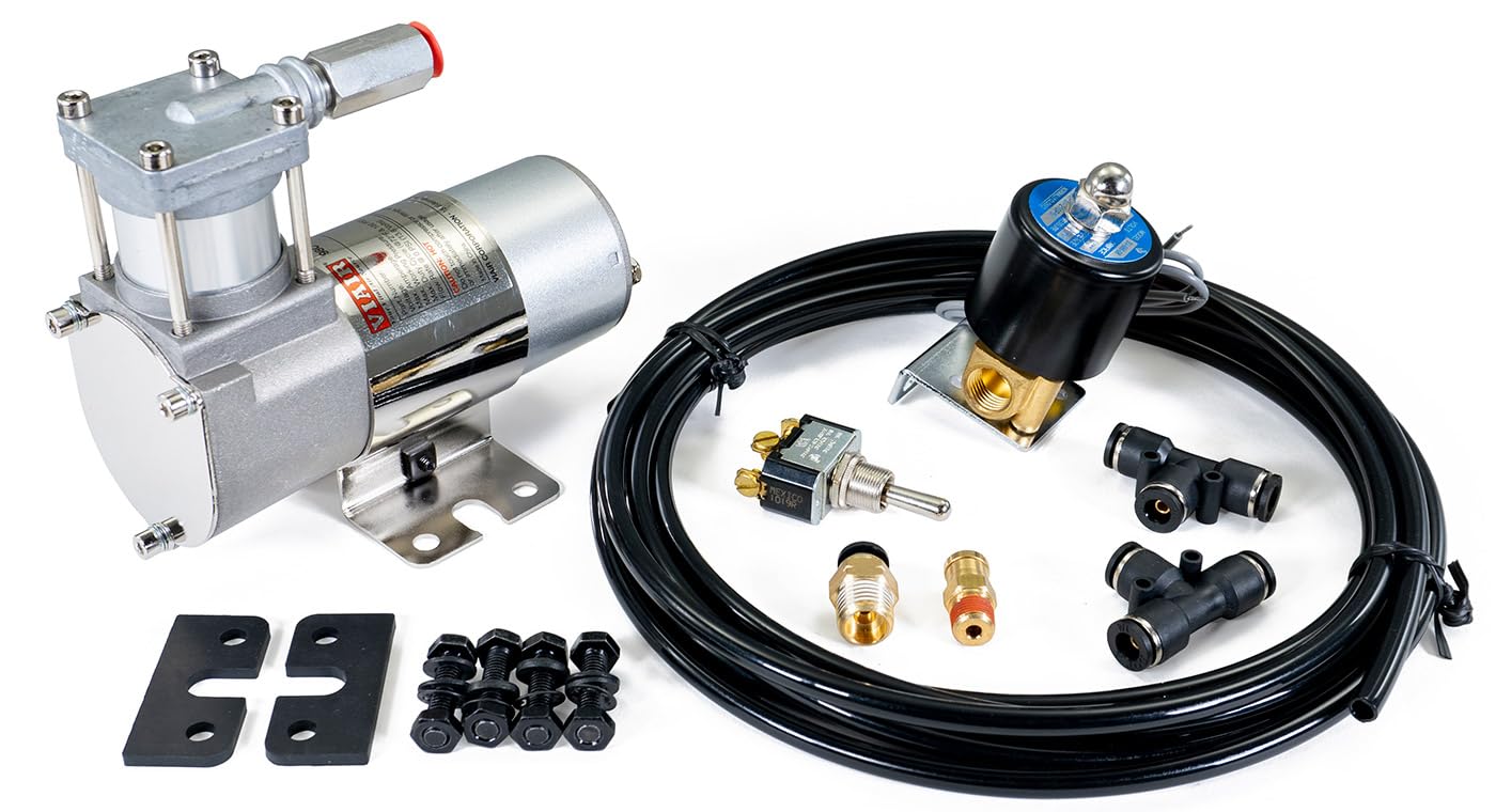 HornBlasters Motorcycle Air Ride Suspension Lift Kit - Adjustable Air Ride System for Harley, Honda, Kawasaki - Perfect for Custom Bikes, Low Rider Mods & Comfortable Long Distance Riding