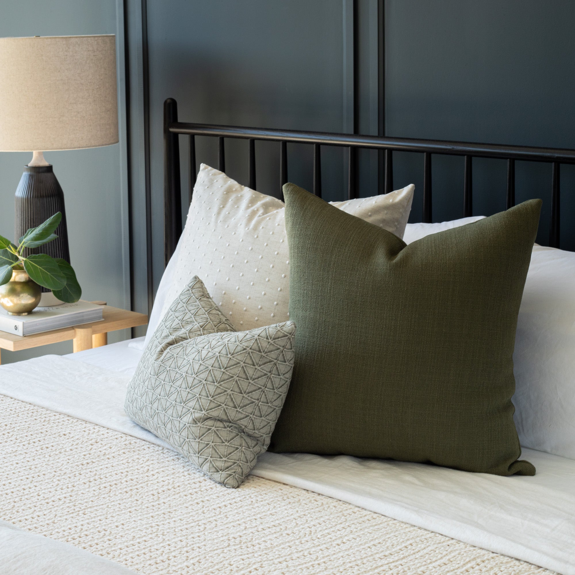 Grange 22x22 Inch Decorative Throw Pillow Cover - Soft Moss Green Cushion for Sofa, Bed & Home Decor