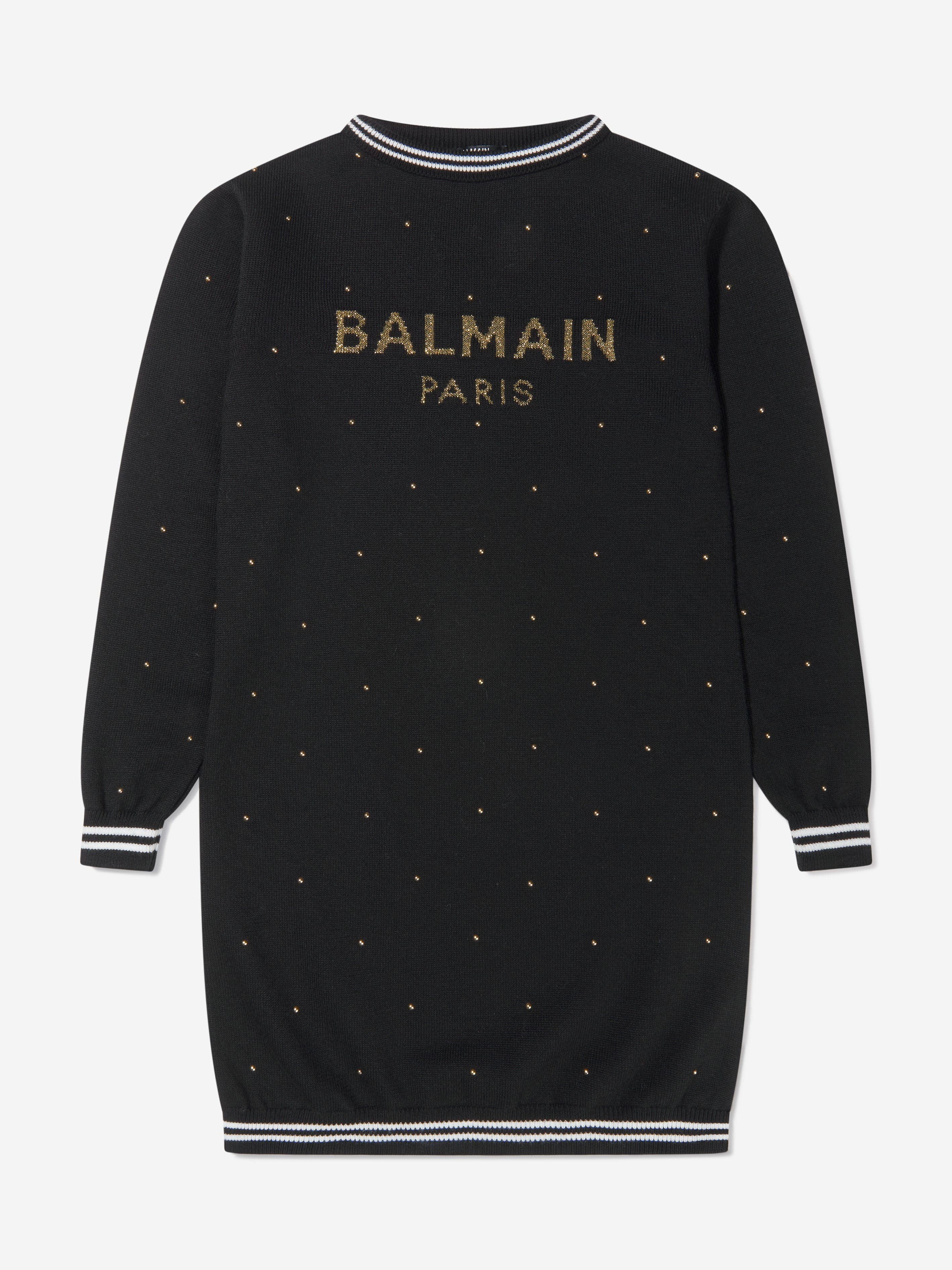 Balmain Girls Wool Knitted Logo Dress - Elegant Winter Outfit for Parties & School Events